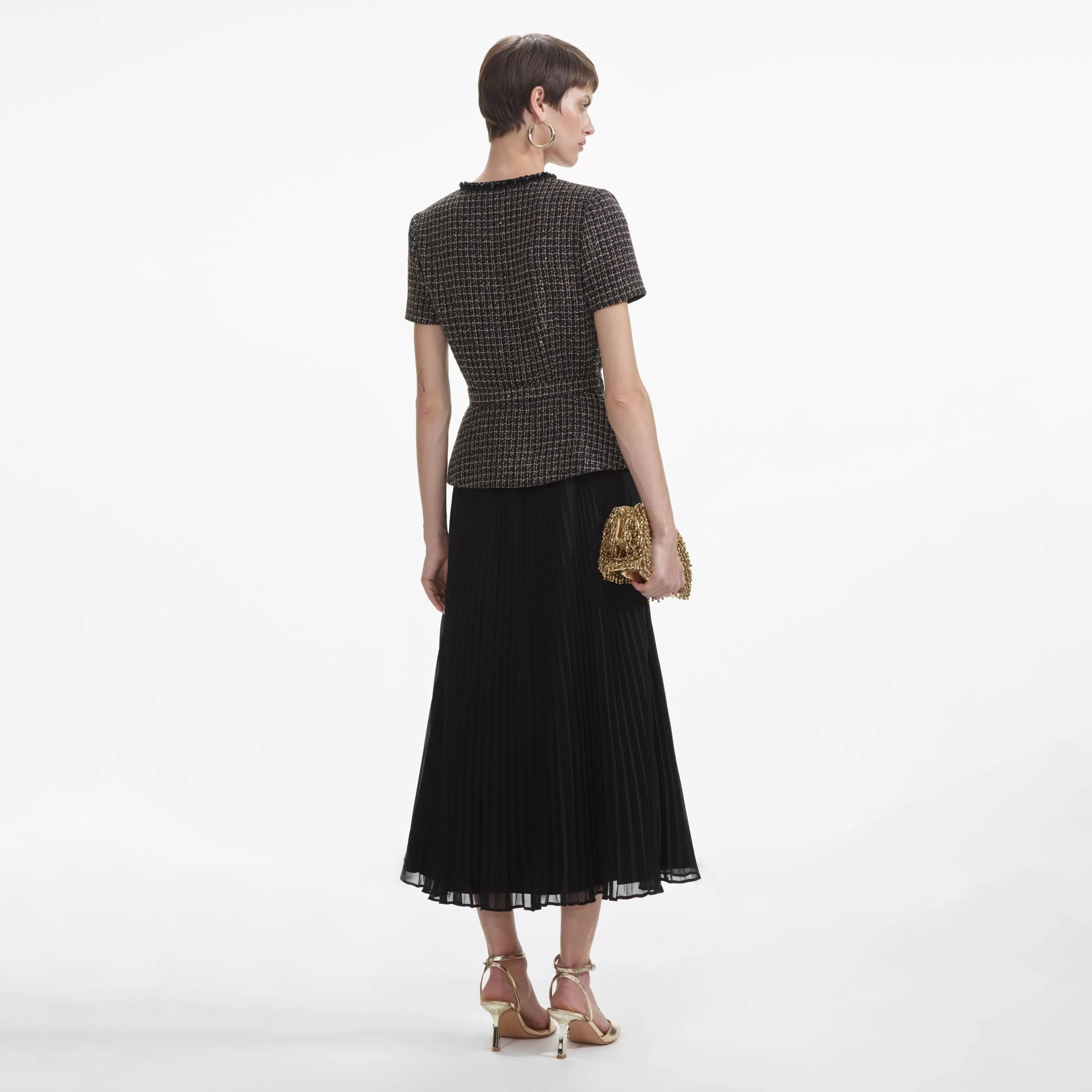 black_boucle_chiffon_midi_dress_8301.webp Discount Boucle Chiffon Midi Dress Dresses | Exclusives