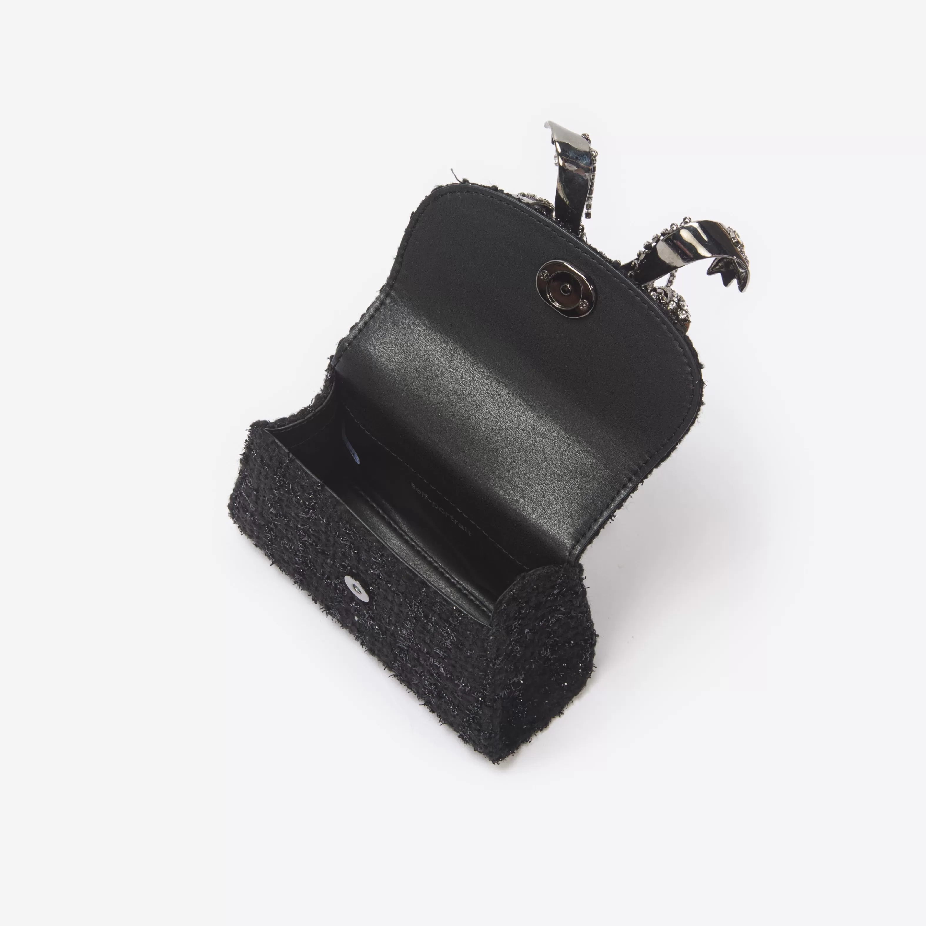 black_boucle_micro_bow_bag_11701.webp Discount Boucle Micro Bow Bag Handbags