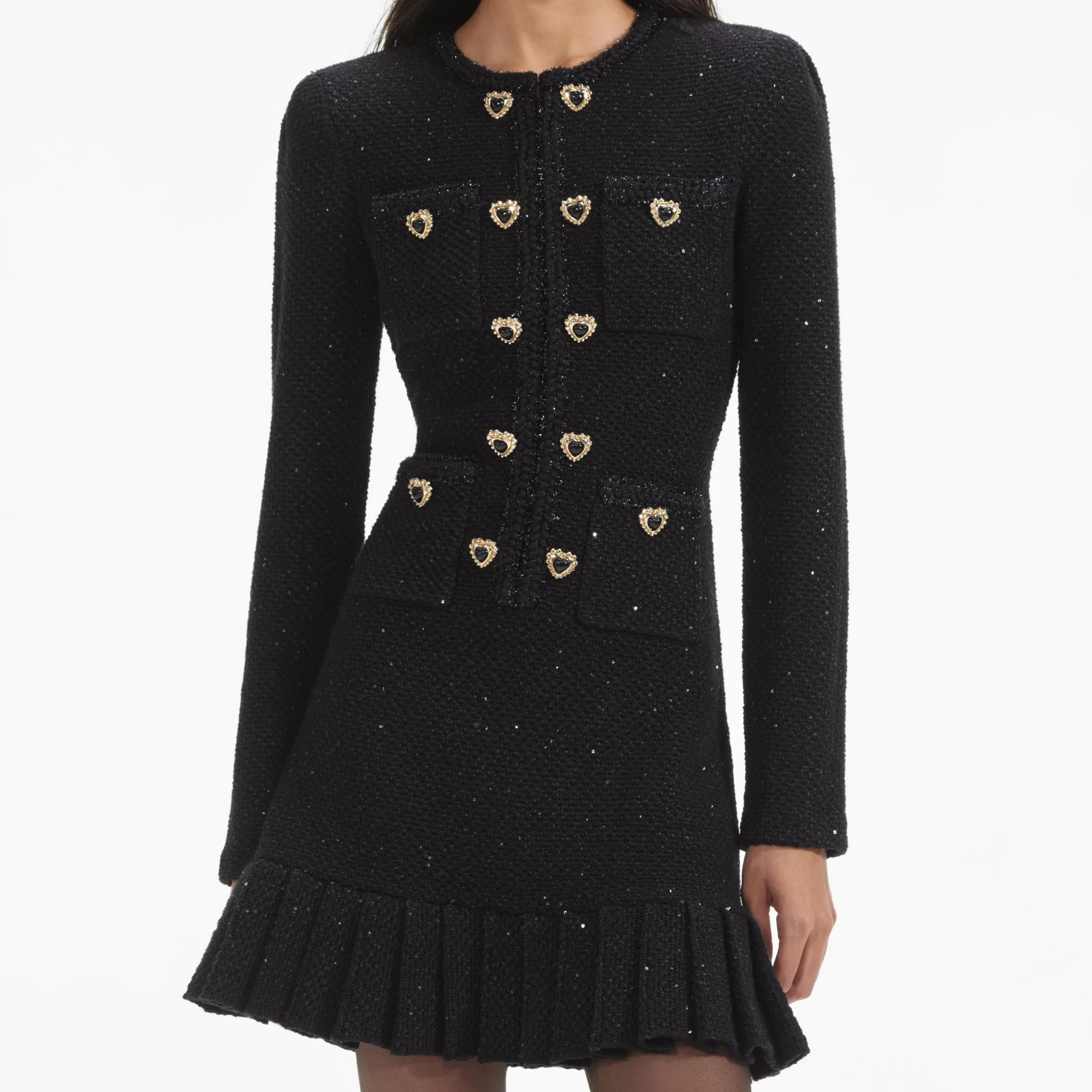 black_buttoned_long_sleeve_knit_mini_dress_7404.webp Best Sale Buttoned Long Sleeve Knit Mini Dress Dresses | Knitwear