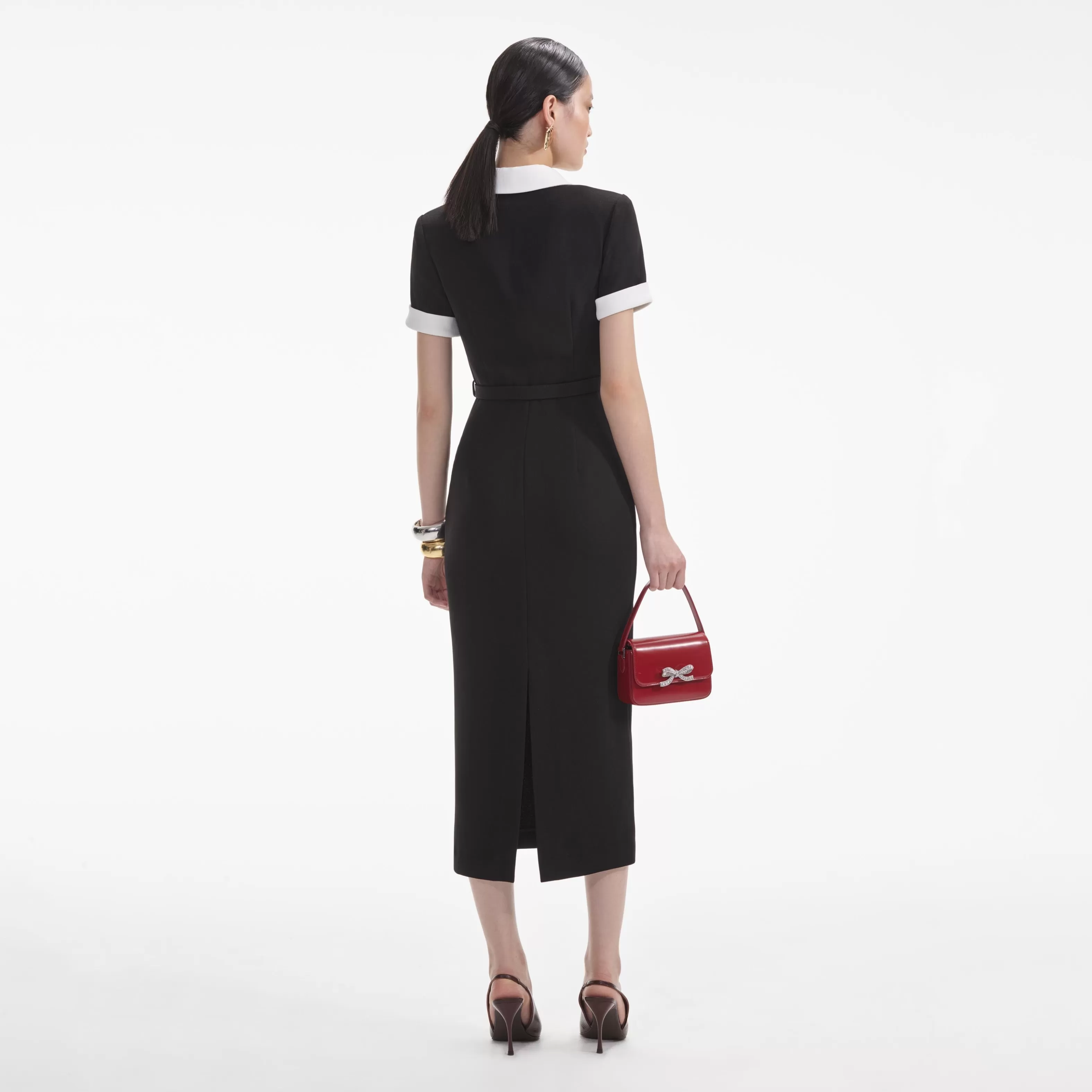 black_crepe_contrast_midi_dress_7570.webp Shop Crepe Contrast Midi Dress Dresses