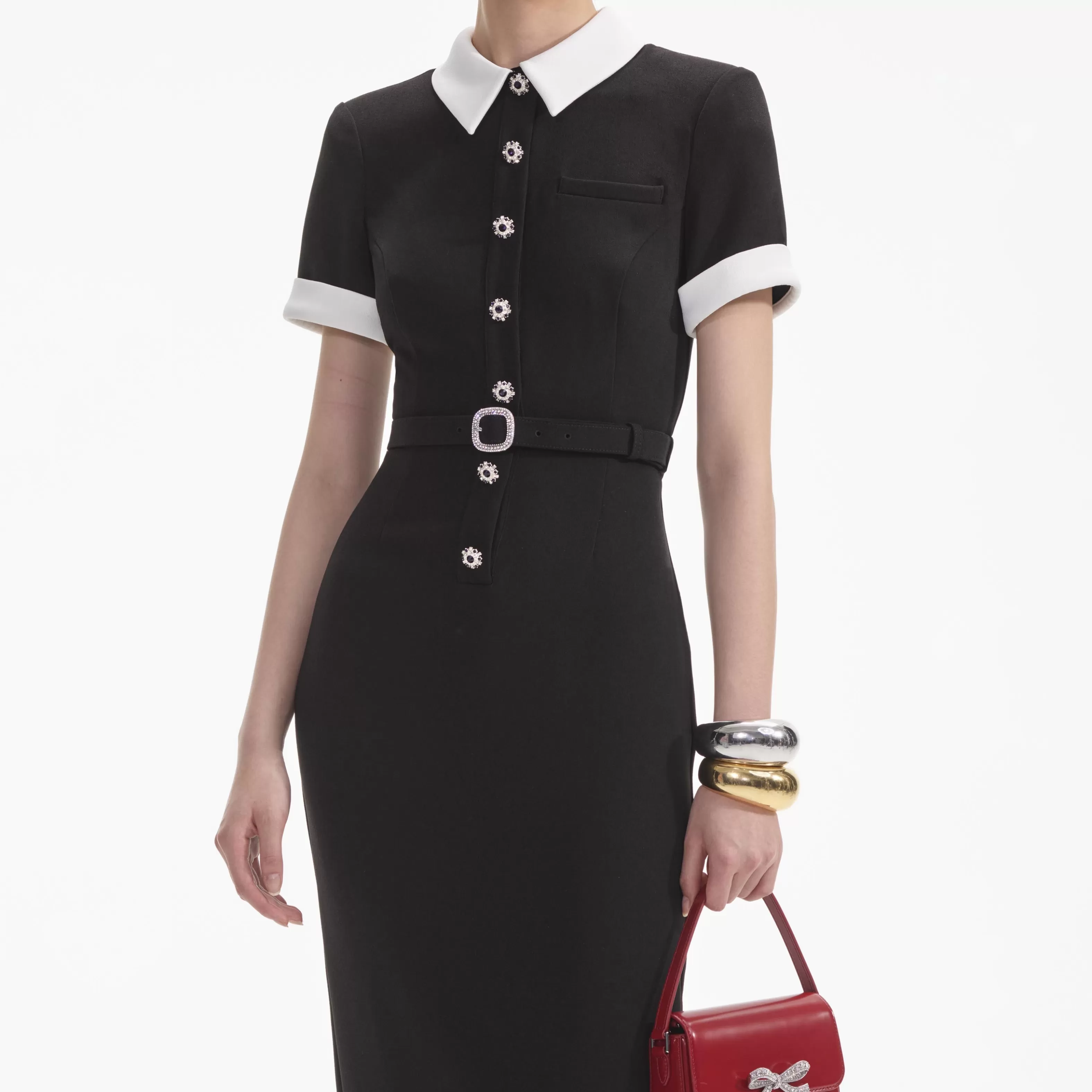 black_crepe_contrast_midi_dress_7571.webp Shop Crepe Contrast Midi Dress Dresses