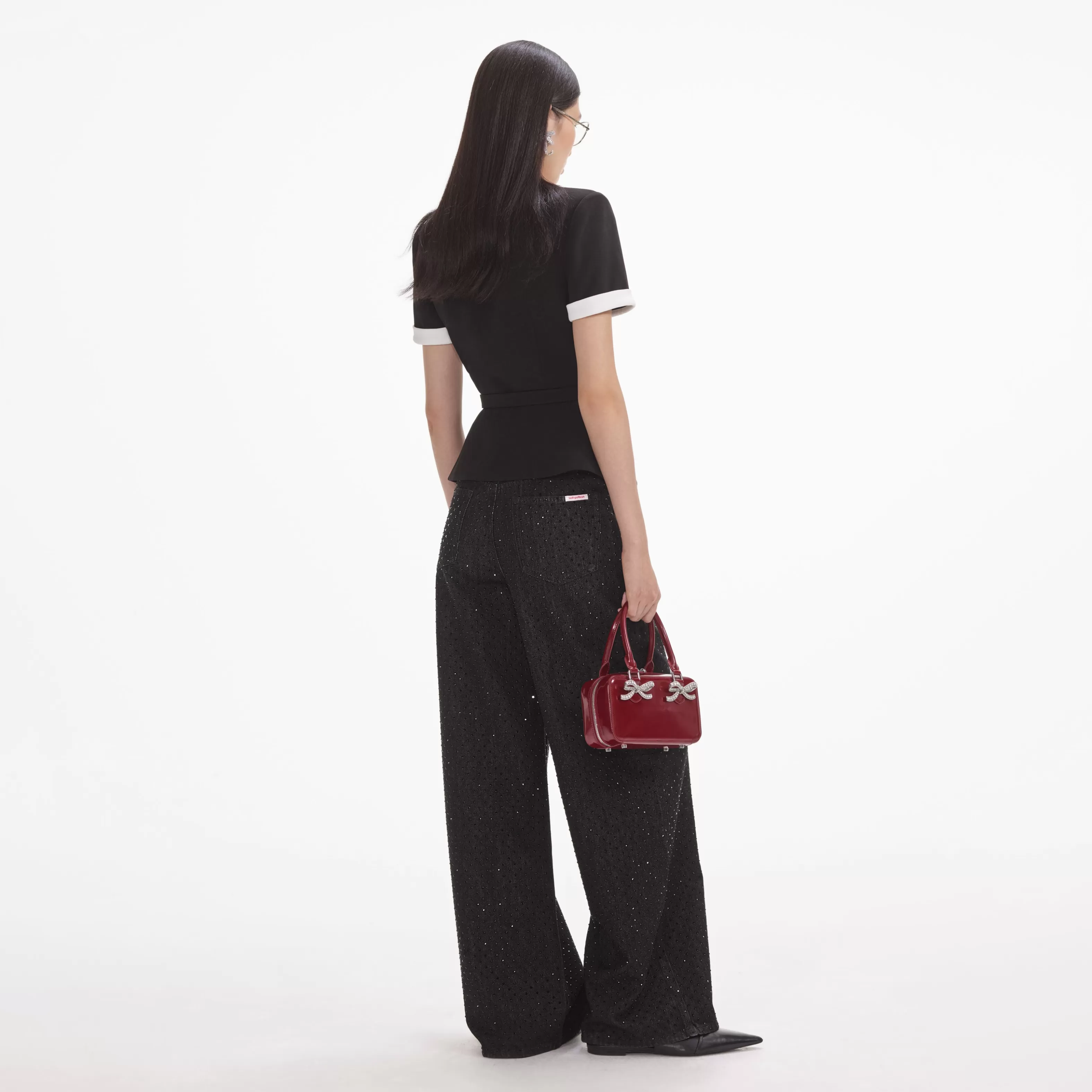 black_crepe_contrast_top_10124.webp Cheap Crepe Contrast Top Tops