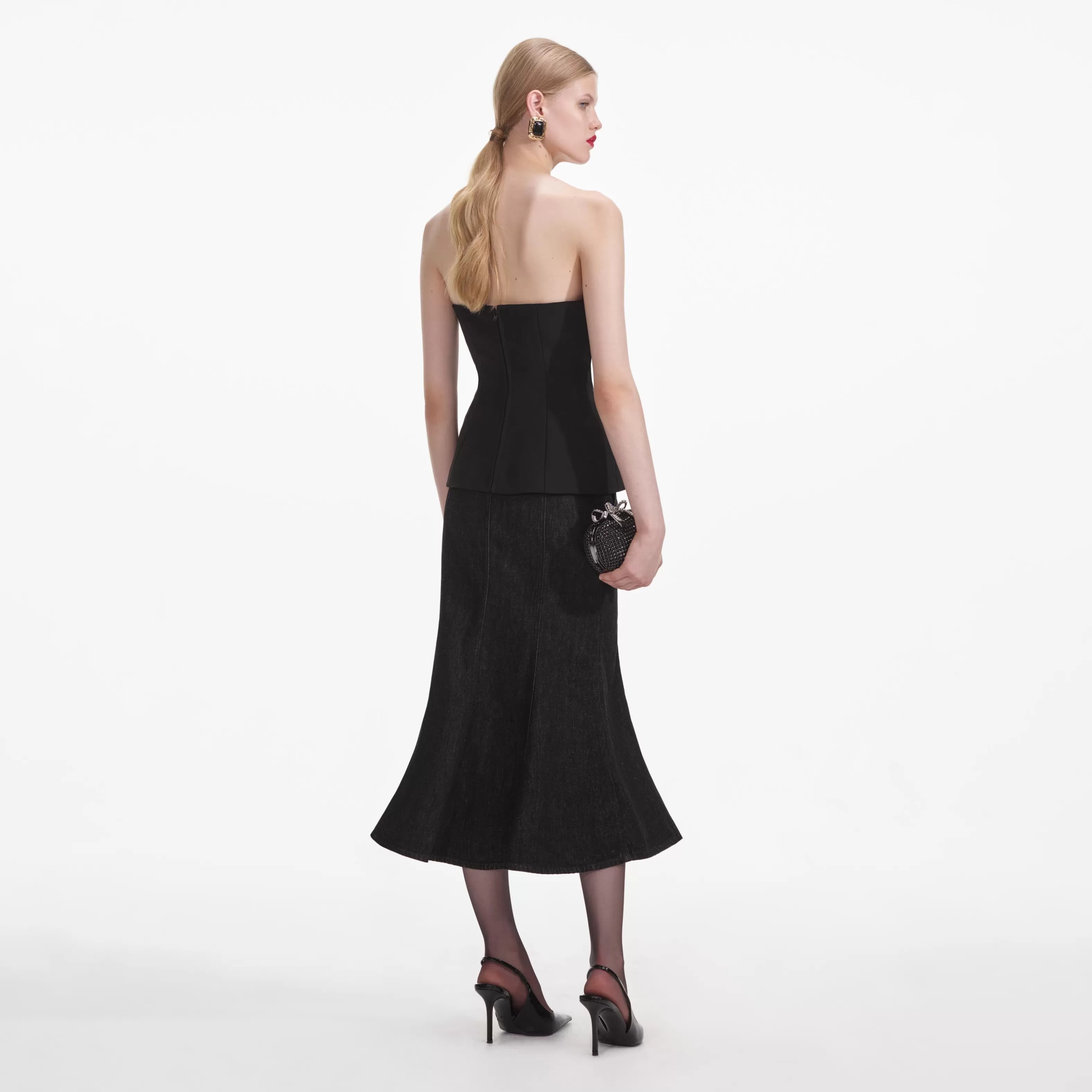 black_crepe_corsage_top_9979.webp Clearance Crepe Corsage Top Tops