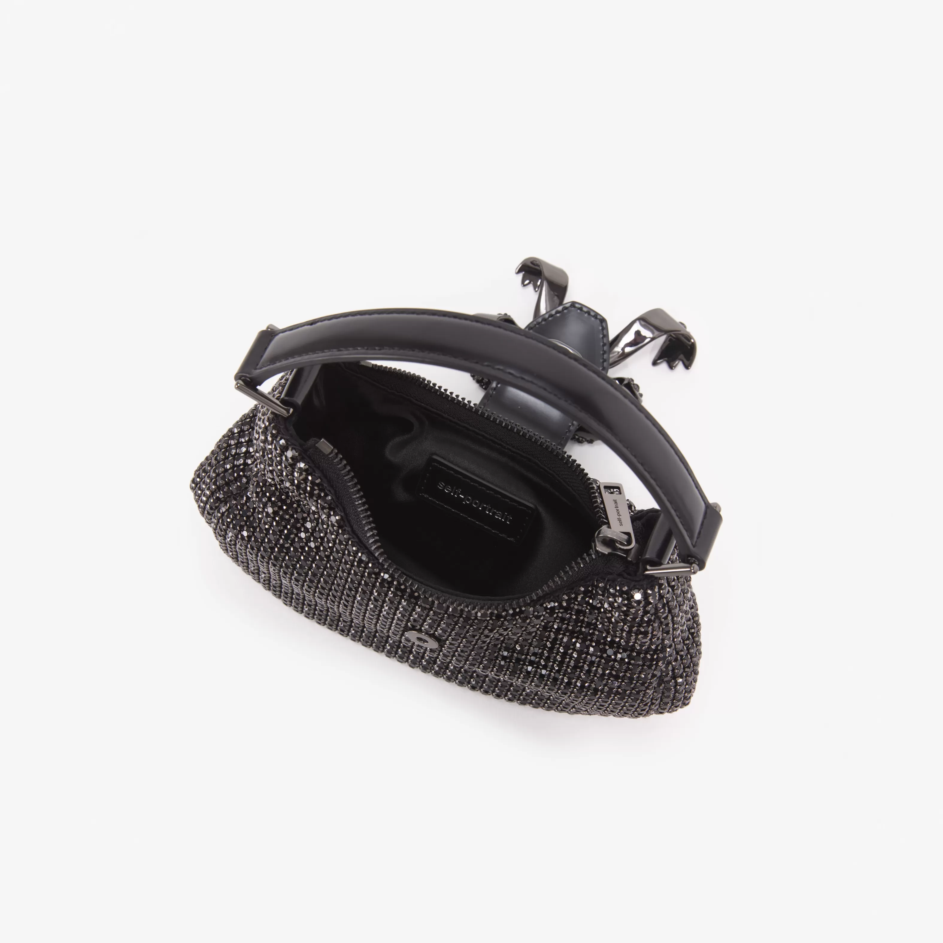 black_diamante_crescent_bow_bag_11531.webp Fashion Diamante Crescent Bow Bag Handbags