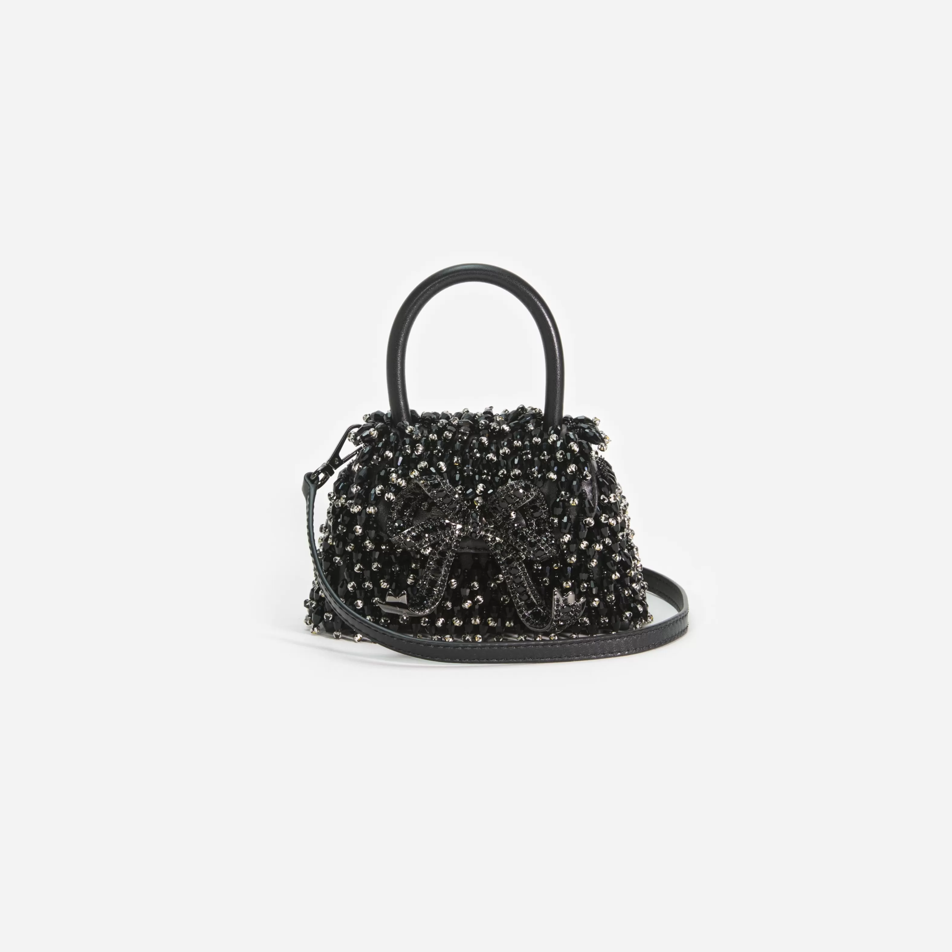 black_embellished_micro_bow_bag_11567.webp Fashion Embellished Micro Bow Bag Handbags