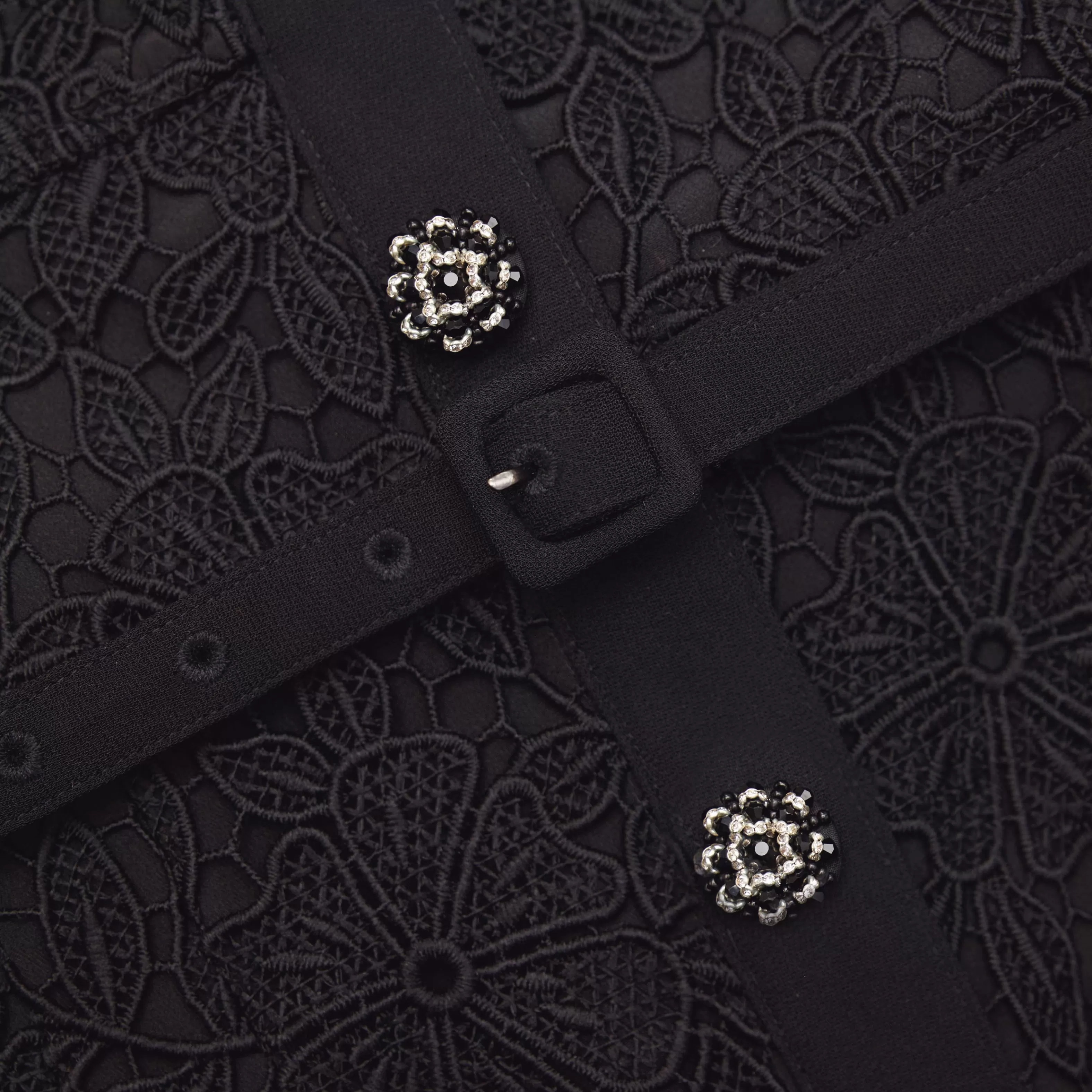 black_guipure_lace_button_midi_dress_8679.webp Online Guipure Lace Button Midi Dress Dresses | Icons