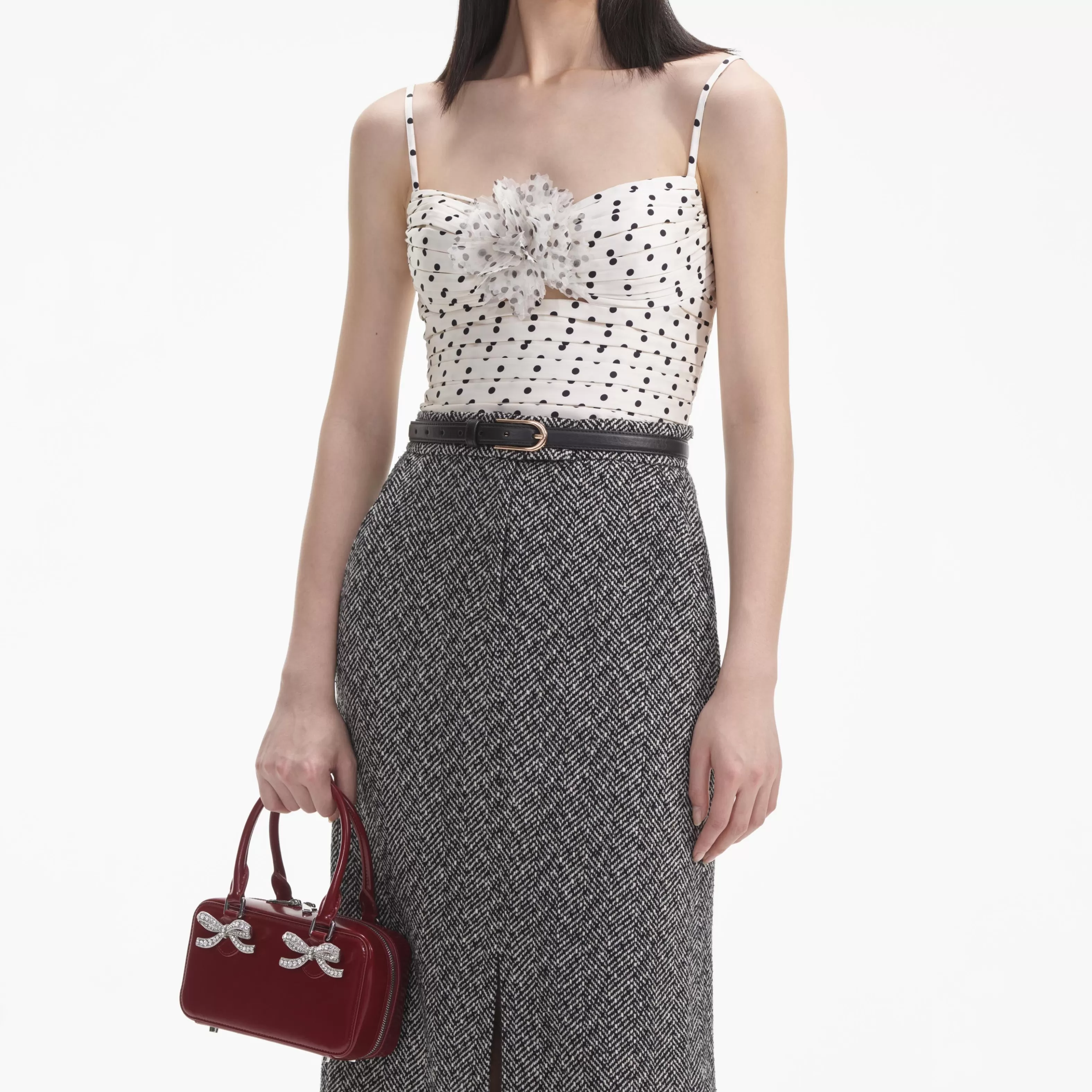 black_herringbone_midi_skirt_10446.webp Discount Herringbone Midi Skirt Bottoms