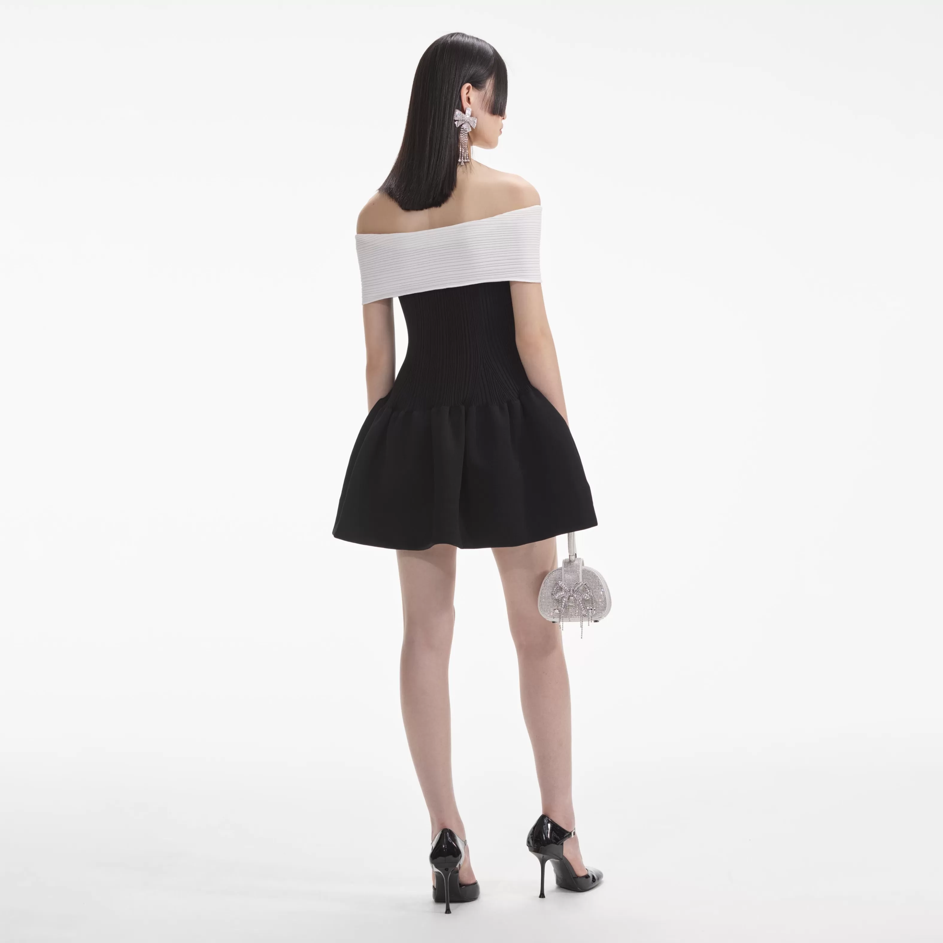 black_knit_bow_mini_dress_6874.webp Cheap Knit Bow Mini Dress Dresses | Knitwear