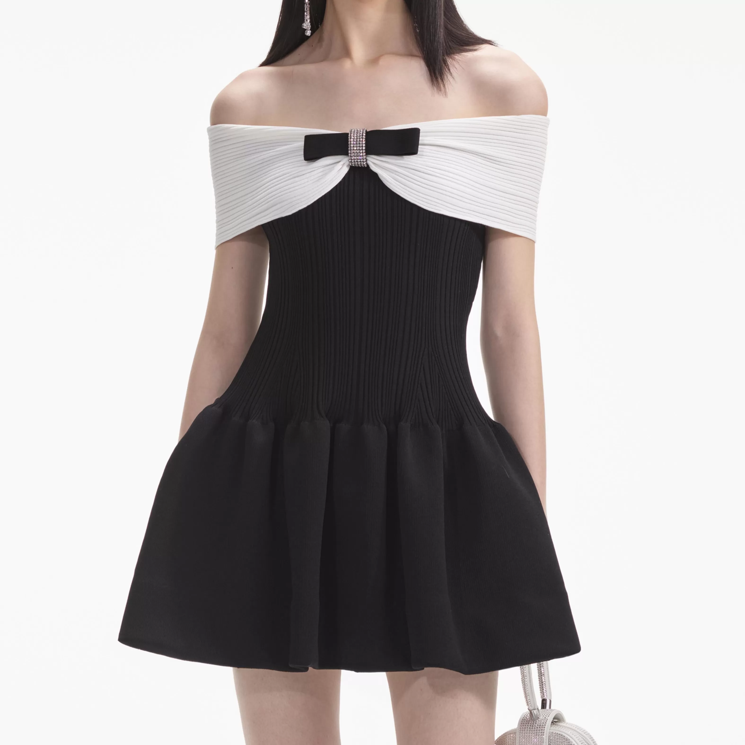 black_knit_bow_mini_dress_6875.webp Cheap Knit Bow Mini Dress Dresses | Knitwear