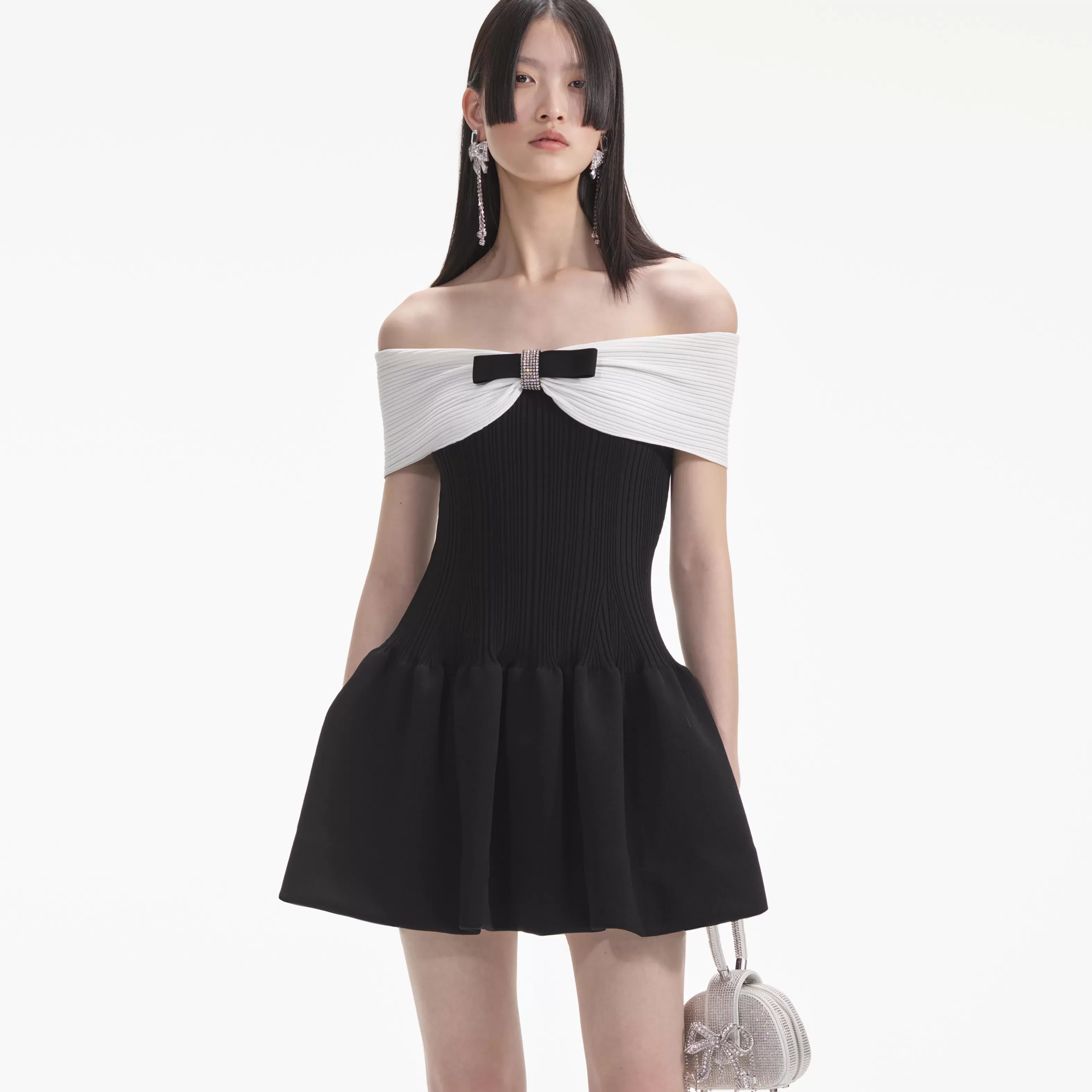 black_knit_bow_mini_dress_6876.webp Cheap Knit Bow Mini Dress Dresses | Knitwear