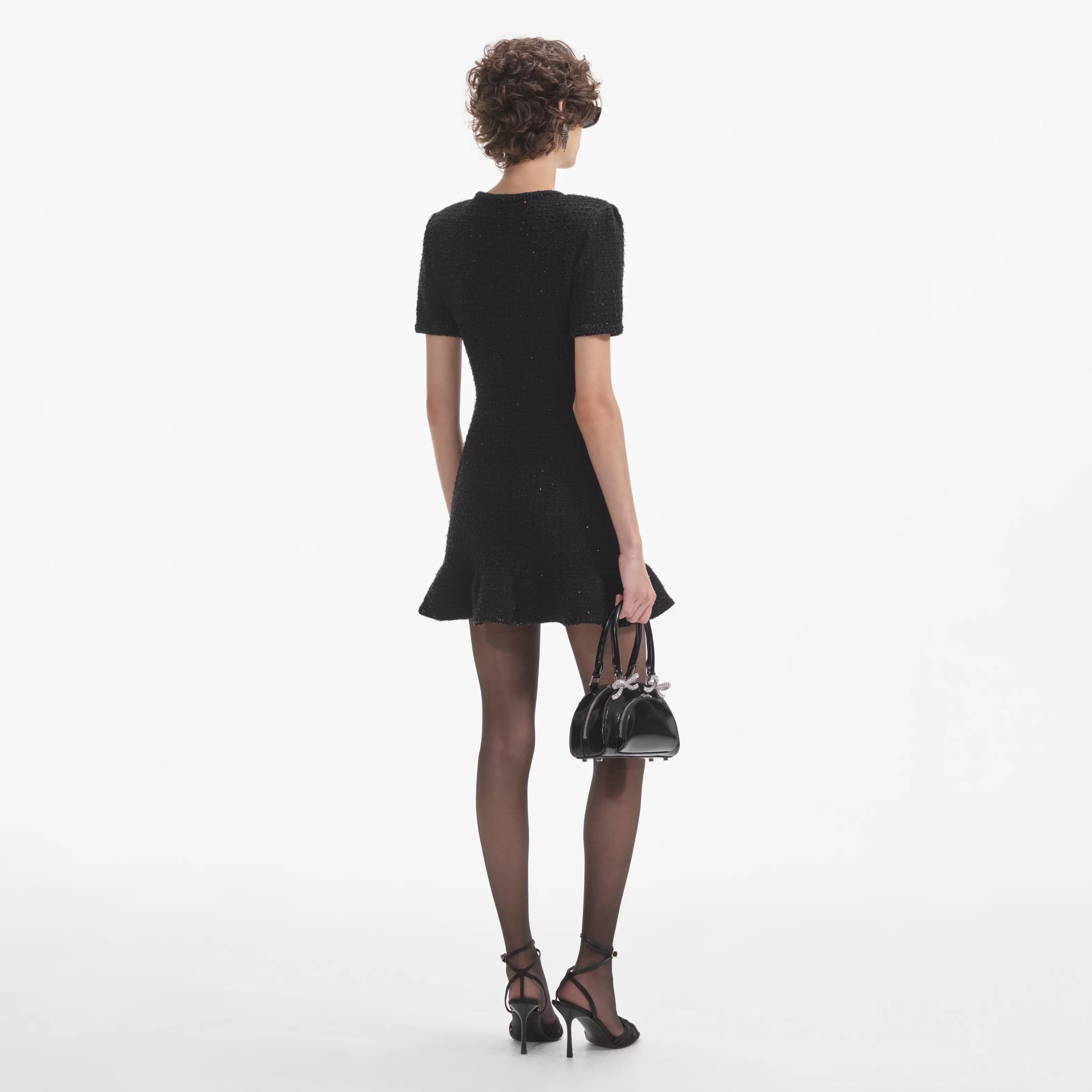 black_knit_buttoned_mini_dress_7557.webp Discount Knit Buttoned Mini Dress Dresses | Knitwear