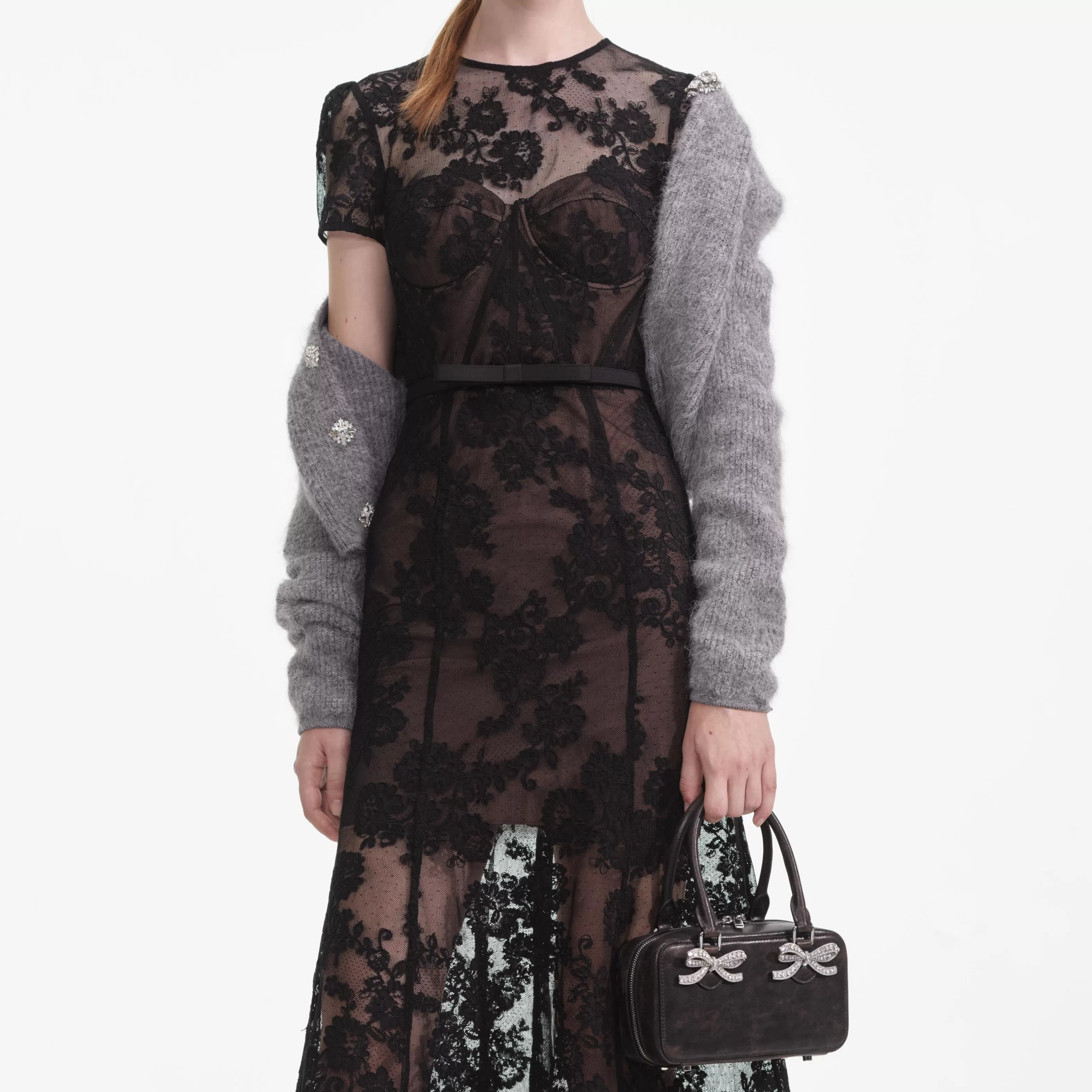 black_lace_bustier_midi_dress_6519.webp Fashion Lace Bustier Midi Dress Dresses