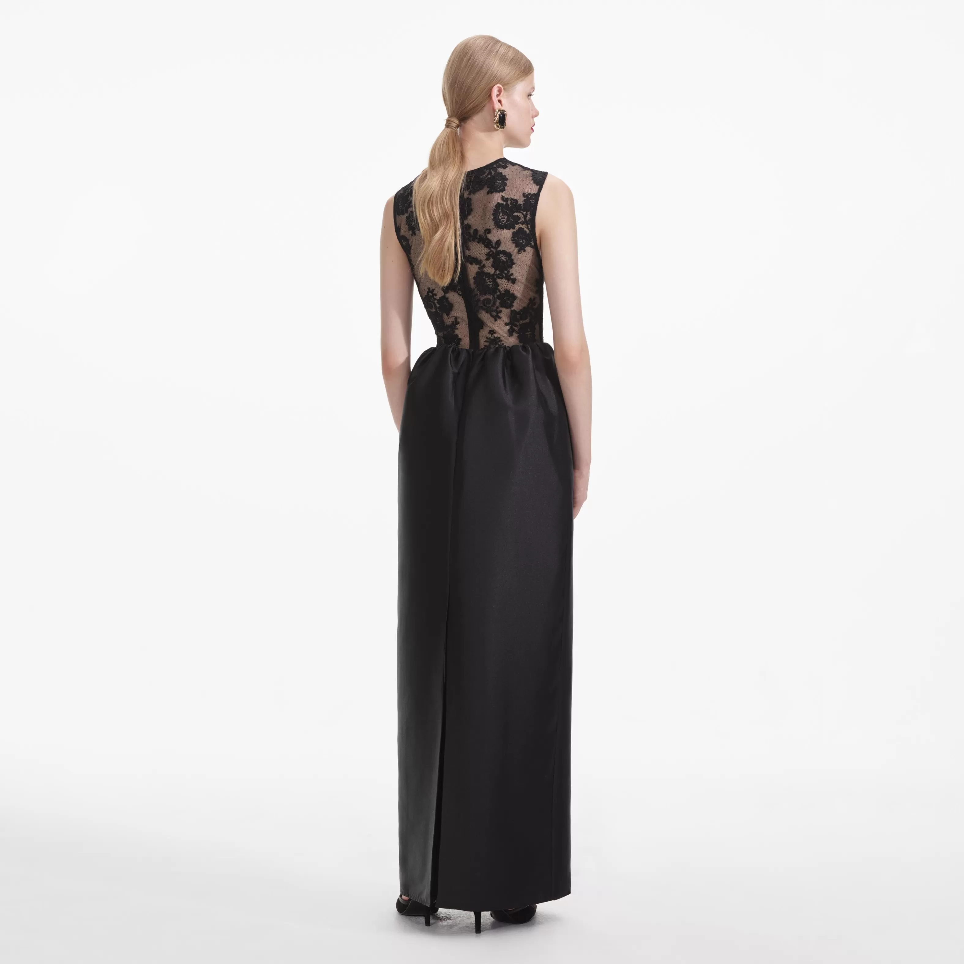 black_lace_taffeta_maxi_dress_6321.webp Hot Lace Taffeta Maxi Dress Dresses