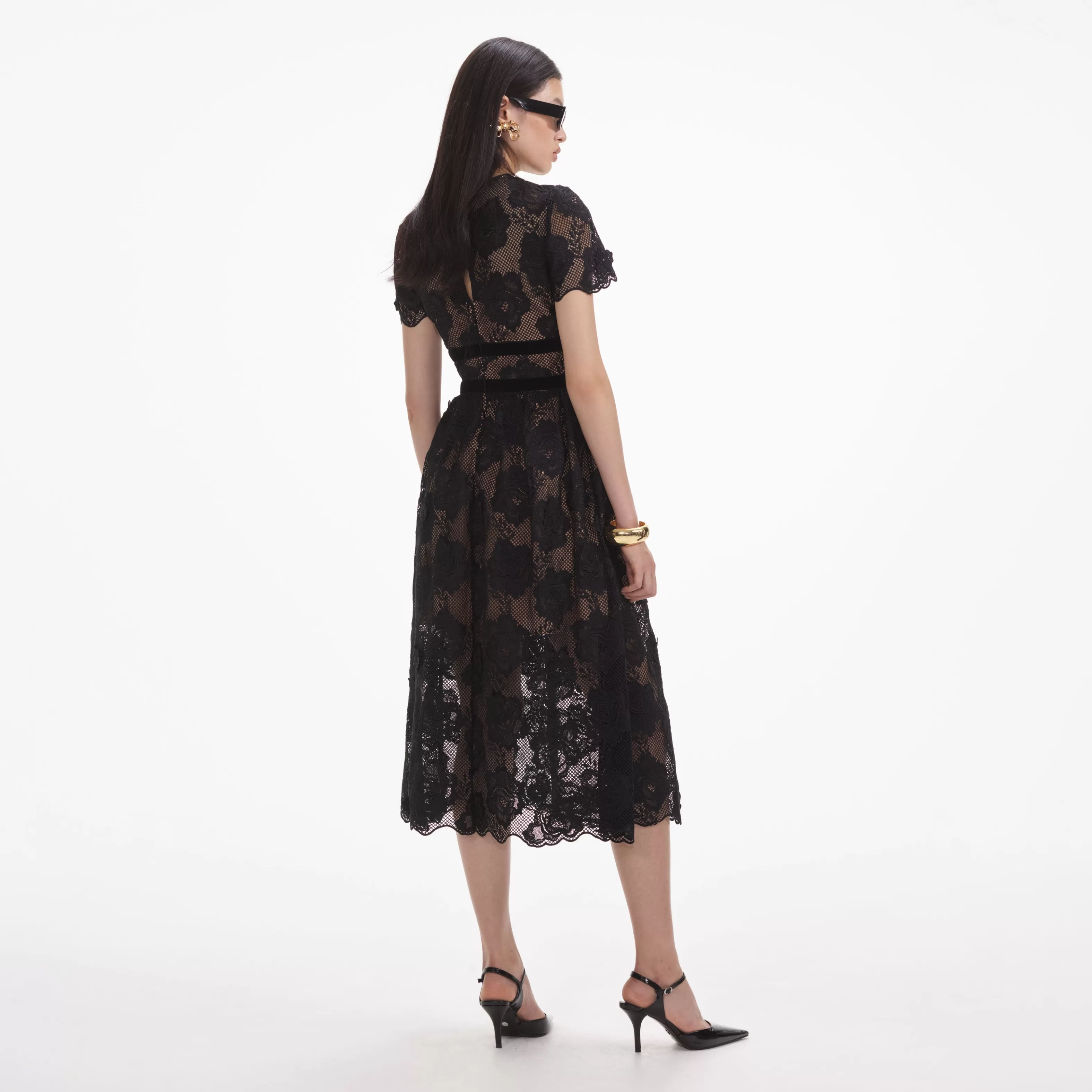 black_lace_velvet_bow_midi_dress_7547.webp Flash Sale Lace Velvet Bow Midi Dress Dresses