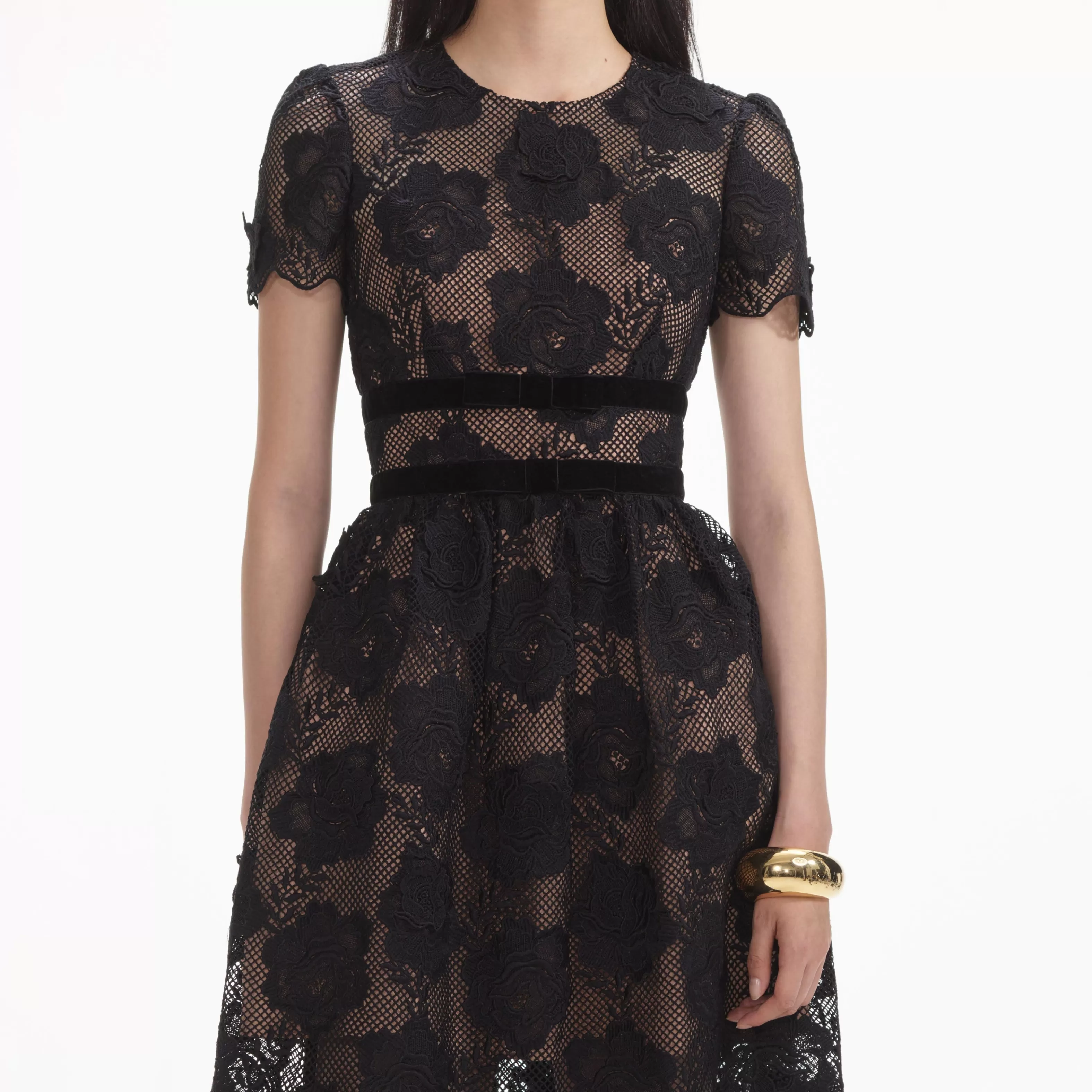black_lace_velvet_bow_midi_dress_7548.webp Flash Sale Lace Velvet Bow Midi Dress Dresses