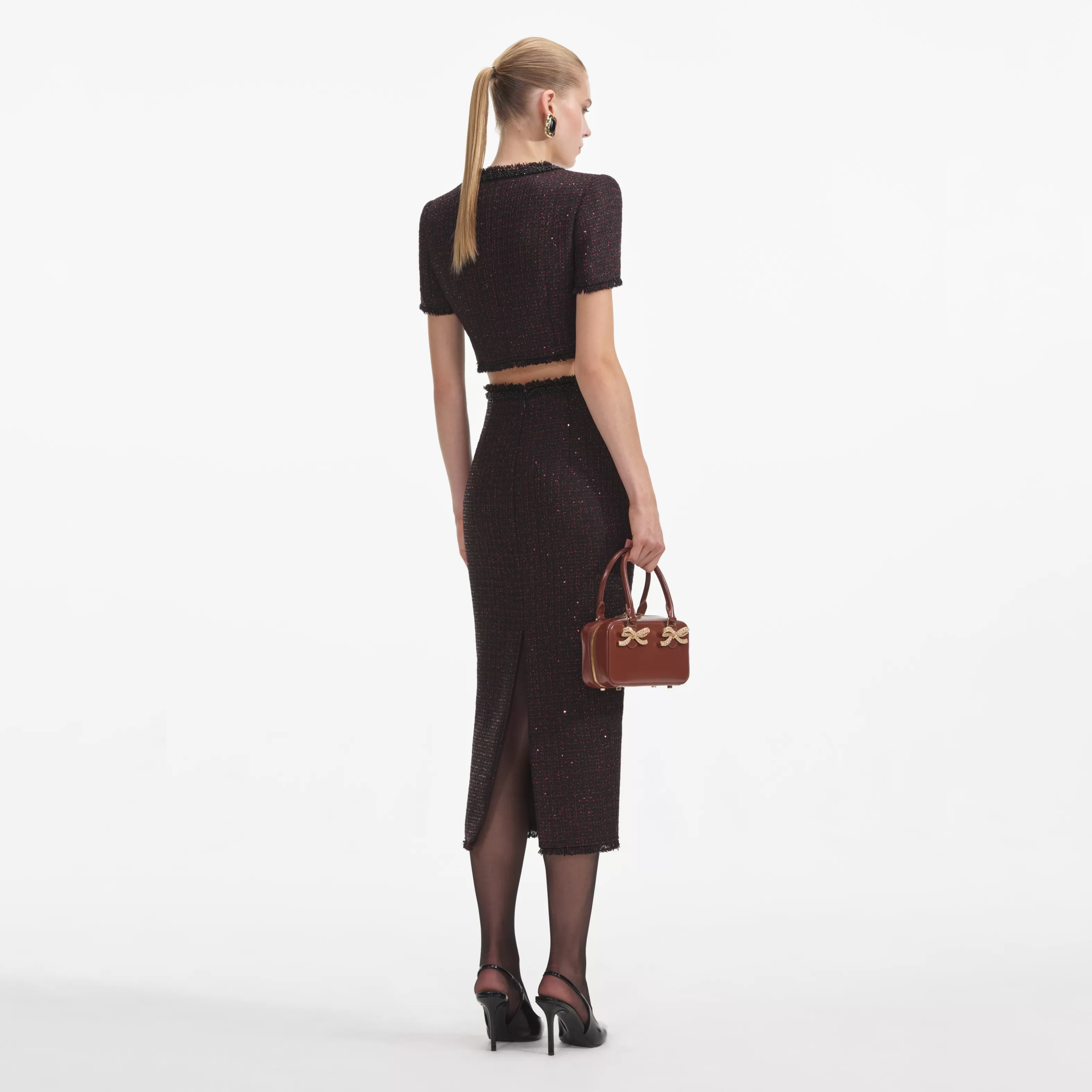 black_metallic_boucle_midi_skirt_10434.webp Online Metallic Boucle Midi Skirt Bottoms | Exclusives