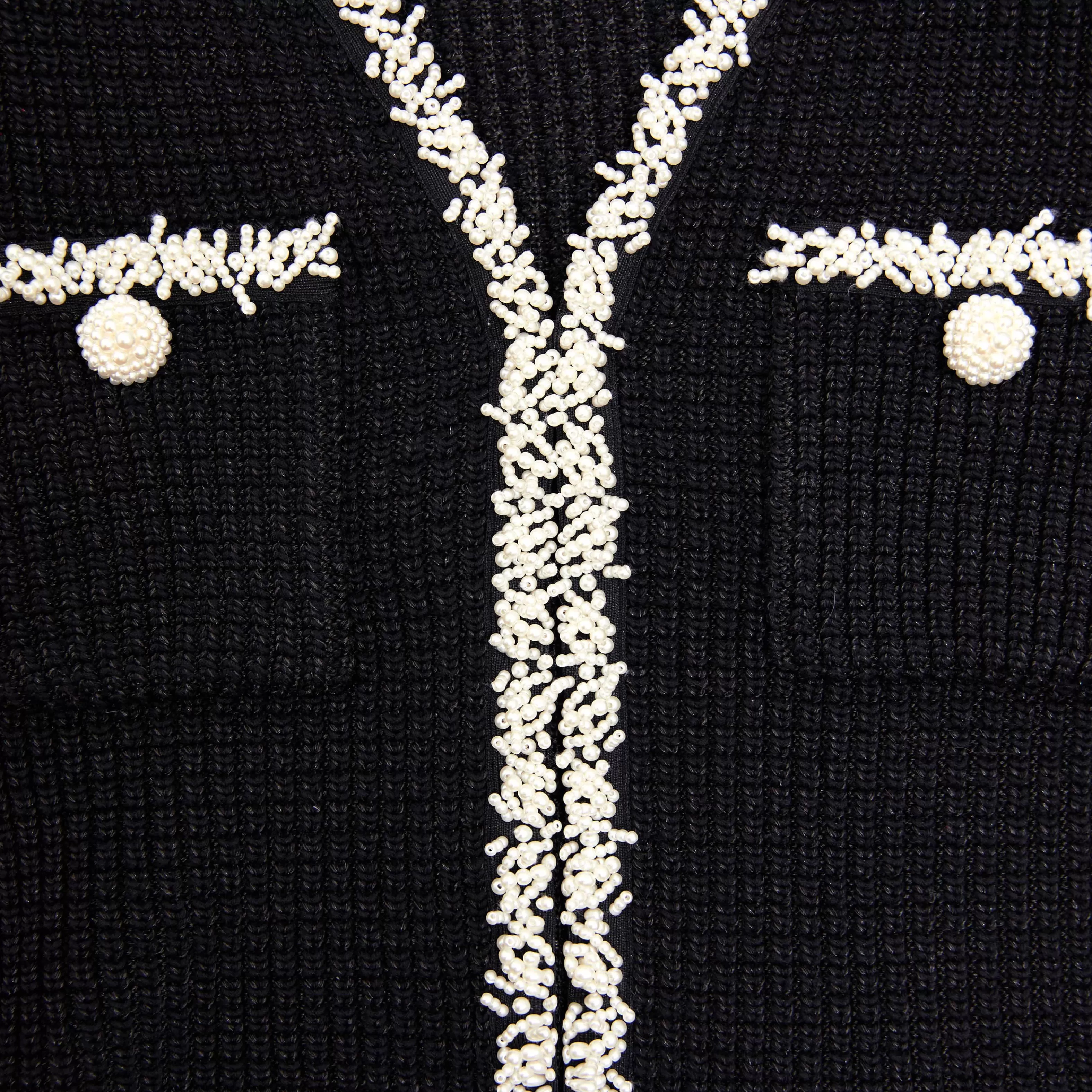 black_pearl_trim_knit_mini_dress_6702.webp Hot Pearl Trim Knit Mini Dress Dresses | Knitwear