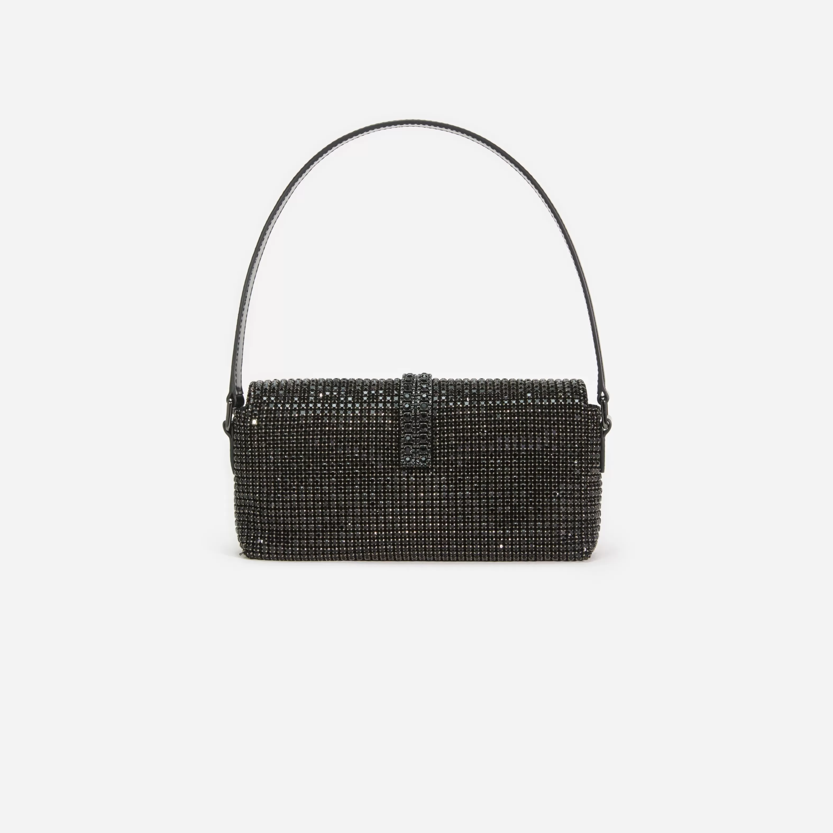 black_rhinestone_chainmail_baguette_bag_11450.webp Hot Rhinestone Chainmail Baguette Bag Handbags