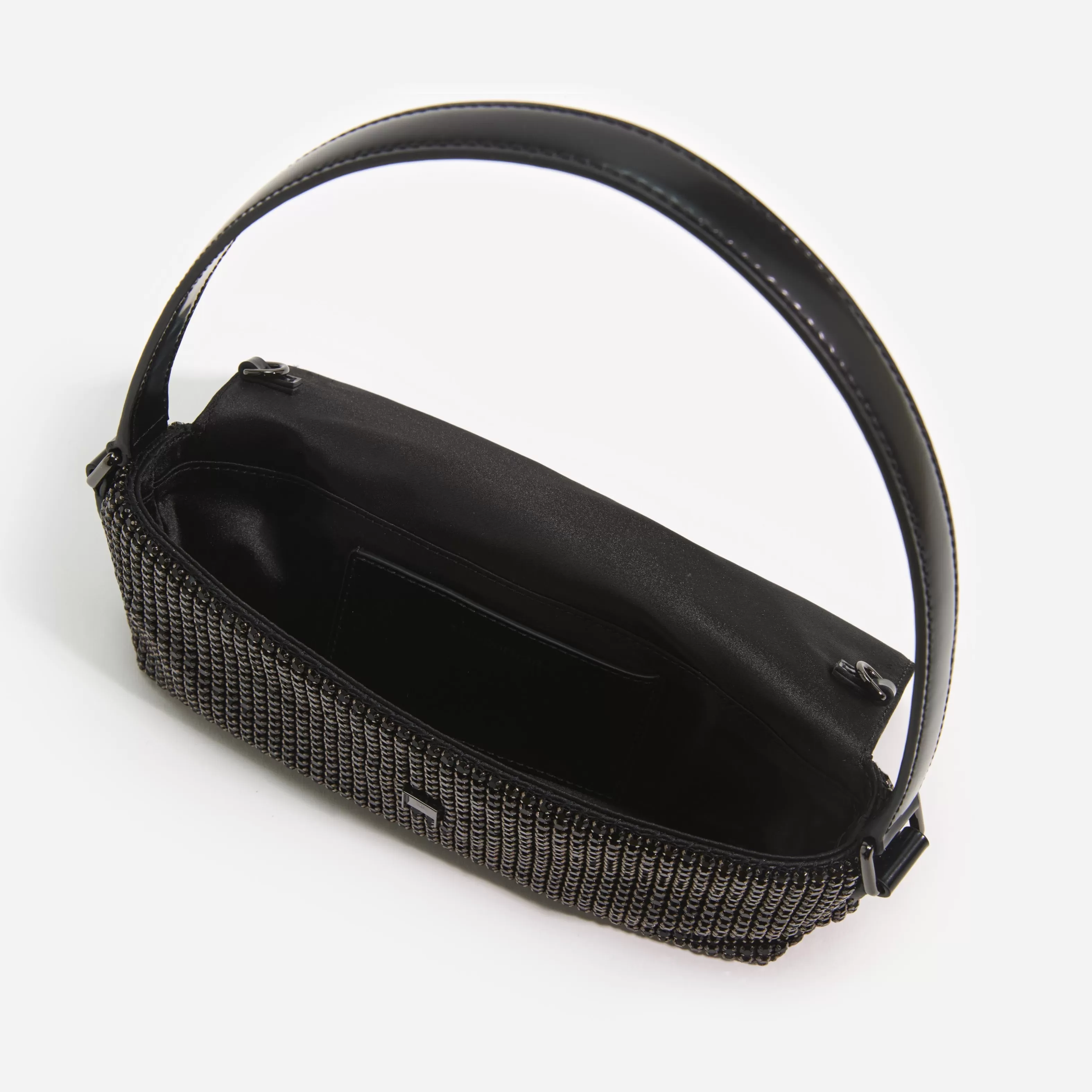 black_rhinestone_chainmail_baguette_bag_11452.webp Hot Rhinestone Chainmail Baguette Bag Handbags