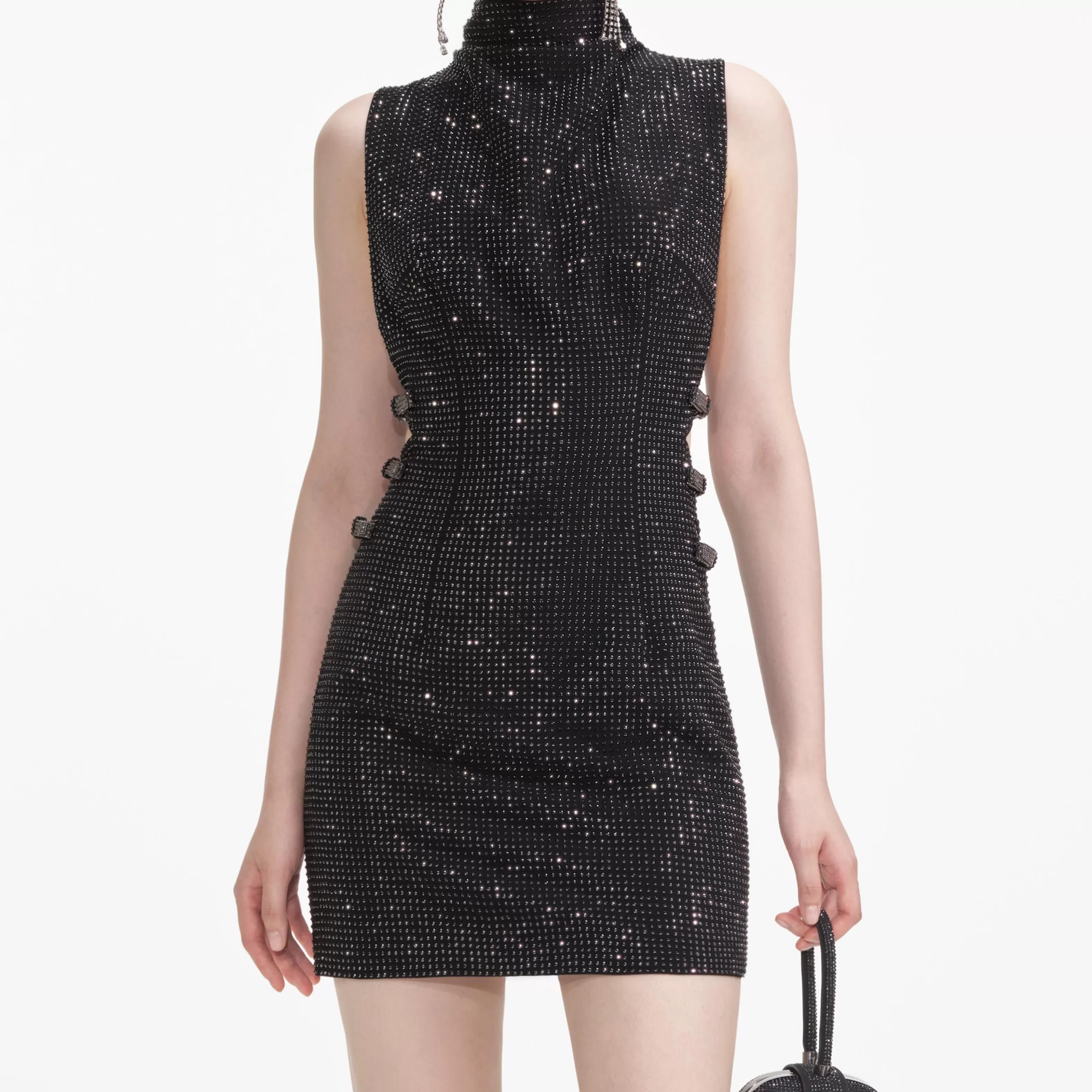 black_rhinestone_crepe_mini_dress_6818.webp Cheap Rhinestone Crepe Mini Dress Dresses | Exclusives