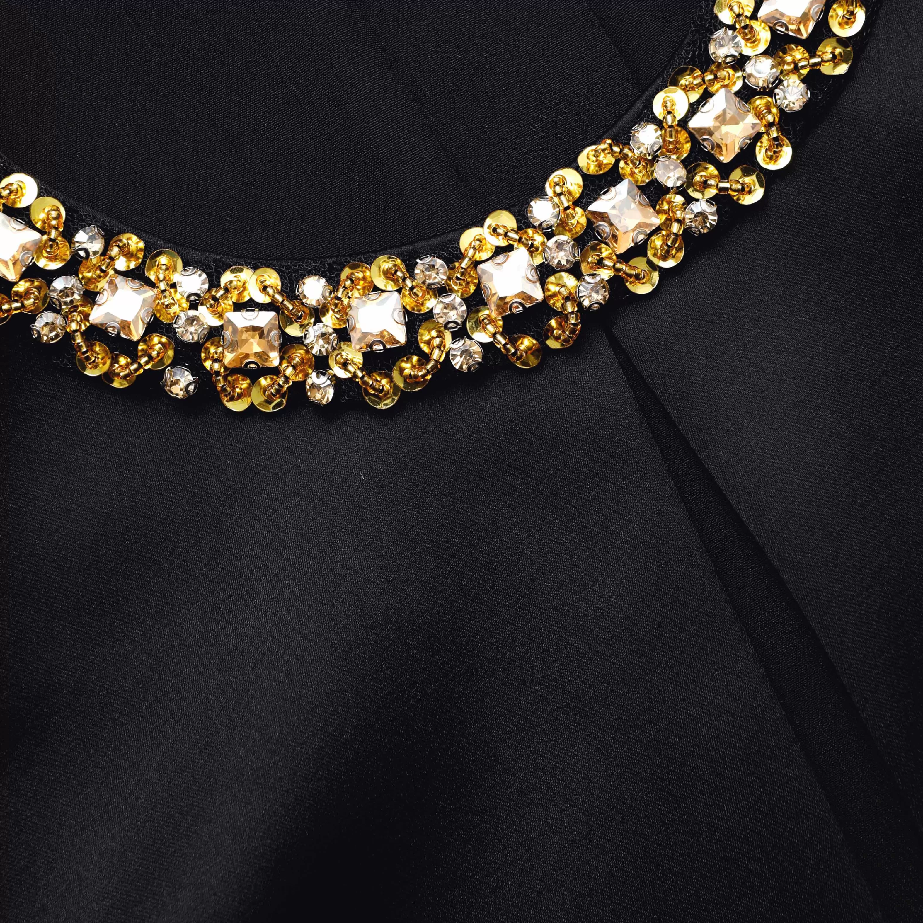 black_satin_embellished_top_10061.webp Flash Sale Satin Embellished Top Tops