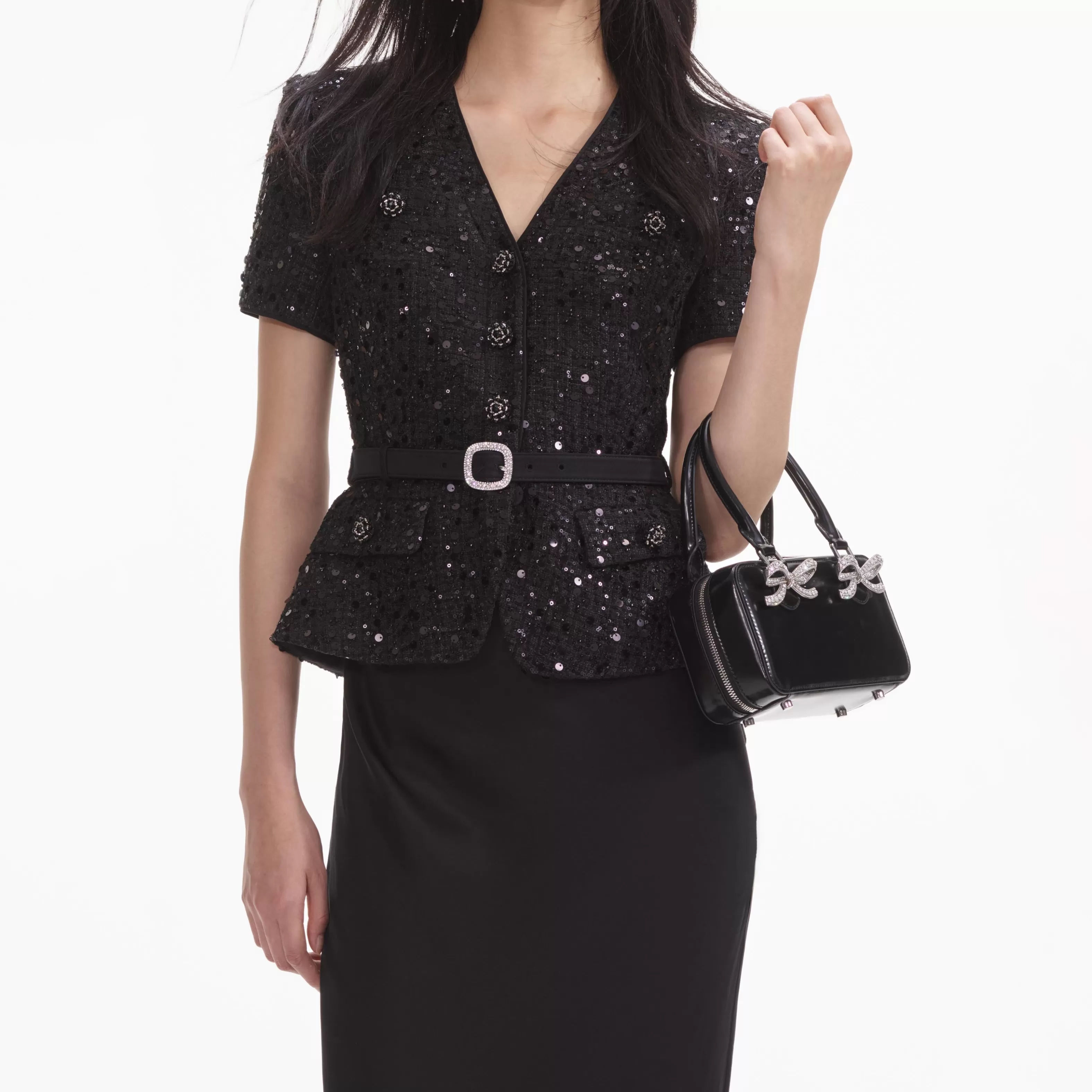 black_sequin_boucle_maxi_dress_7611.webp Sale Sequin Boucle Maxi Dress Dresses | Exclusives