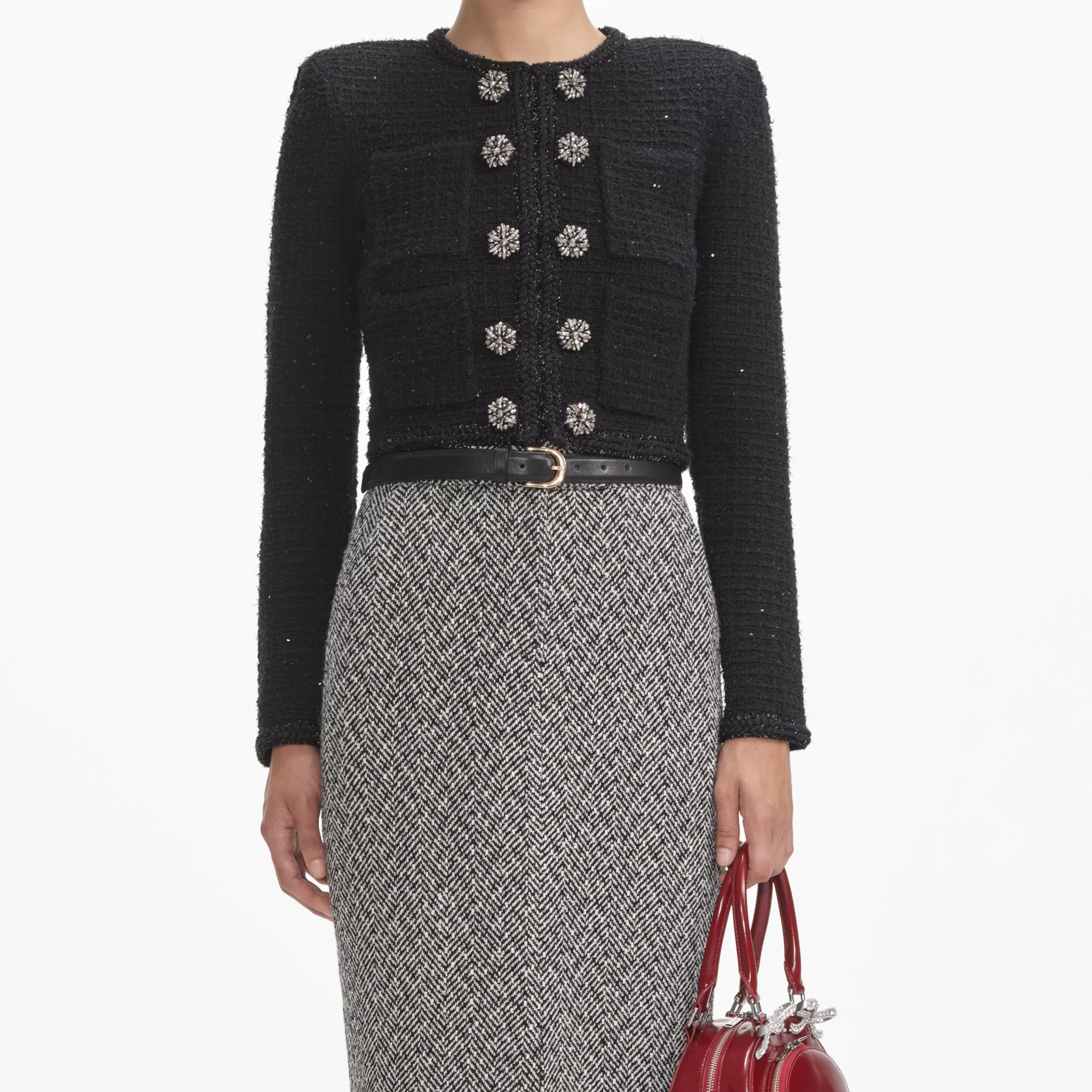 black_textured_knit_jacket_9003.webp Outlet Textured Knit Jacket Knitwear | Co-ords