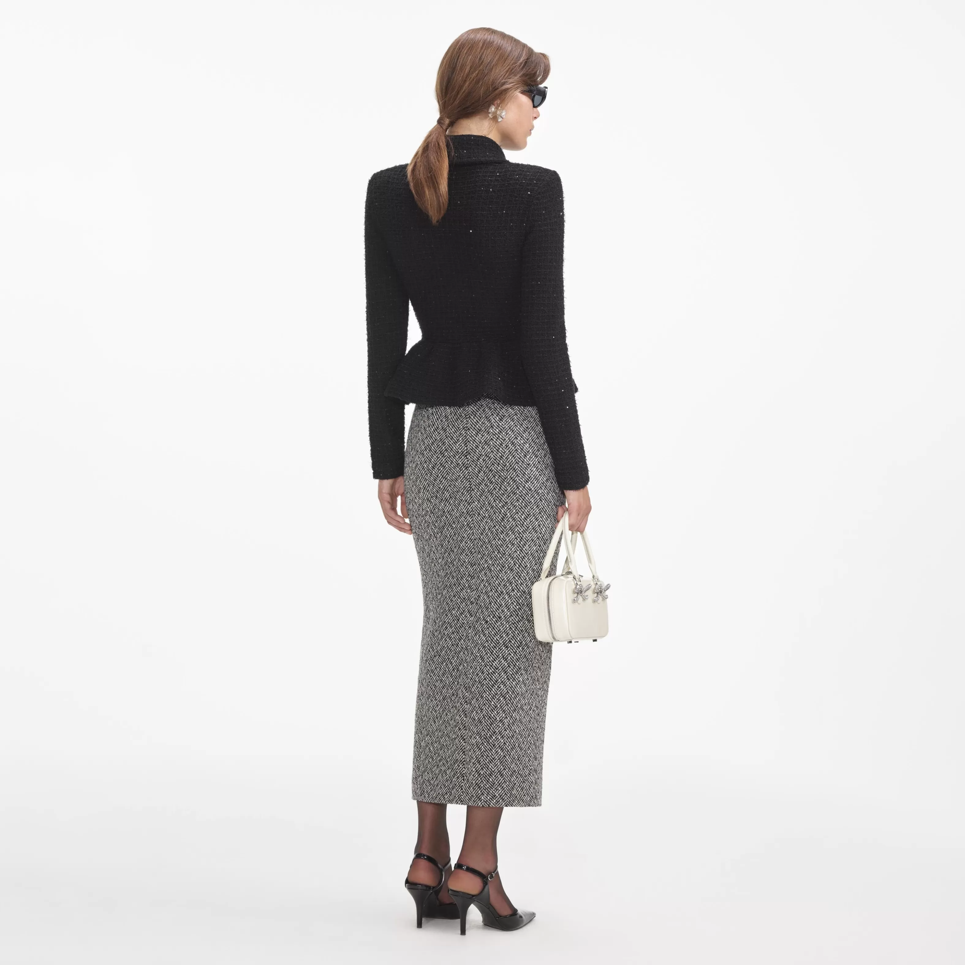 black_textured_knit_peplum_jacket_9018.webp Store Textured Knit Peplum Jacket Knitwear | Tops