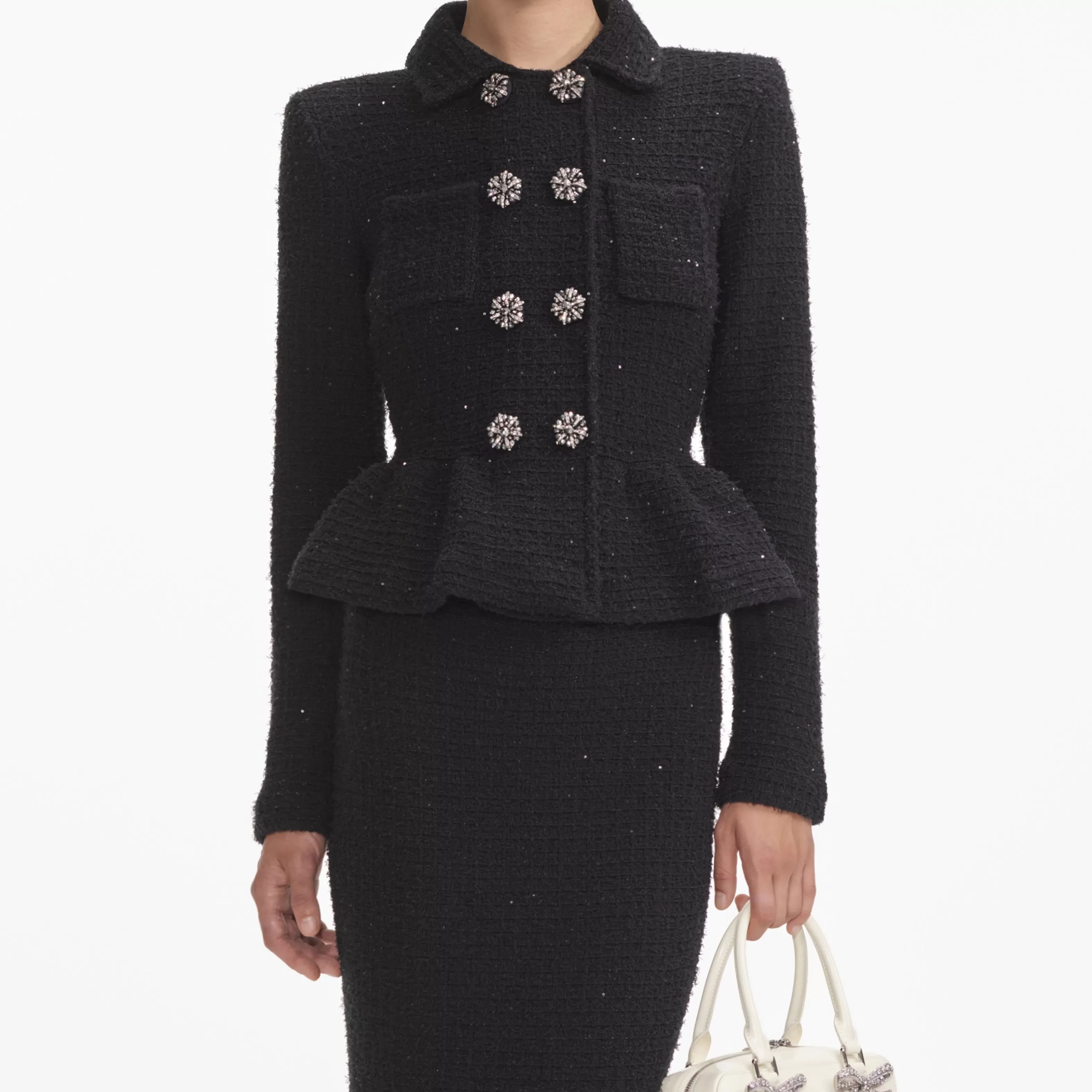 black_textured_knit_peplum_midi_dress_7005.webp Online Textured Knit Peplum Midi Dress Dresses | Knitwear