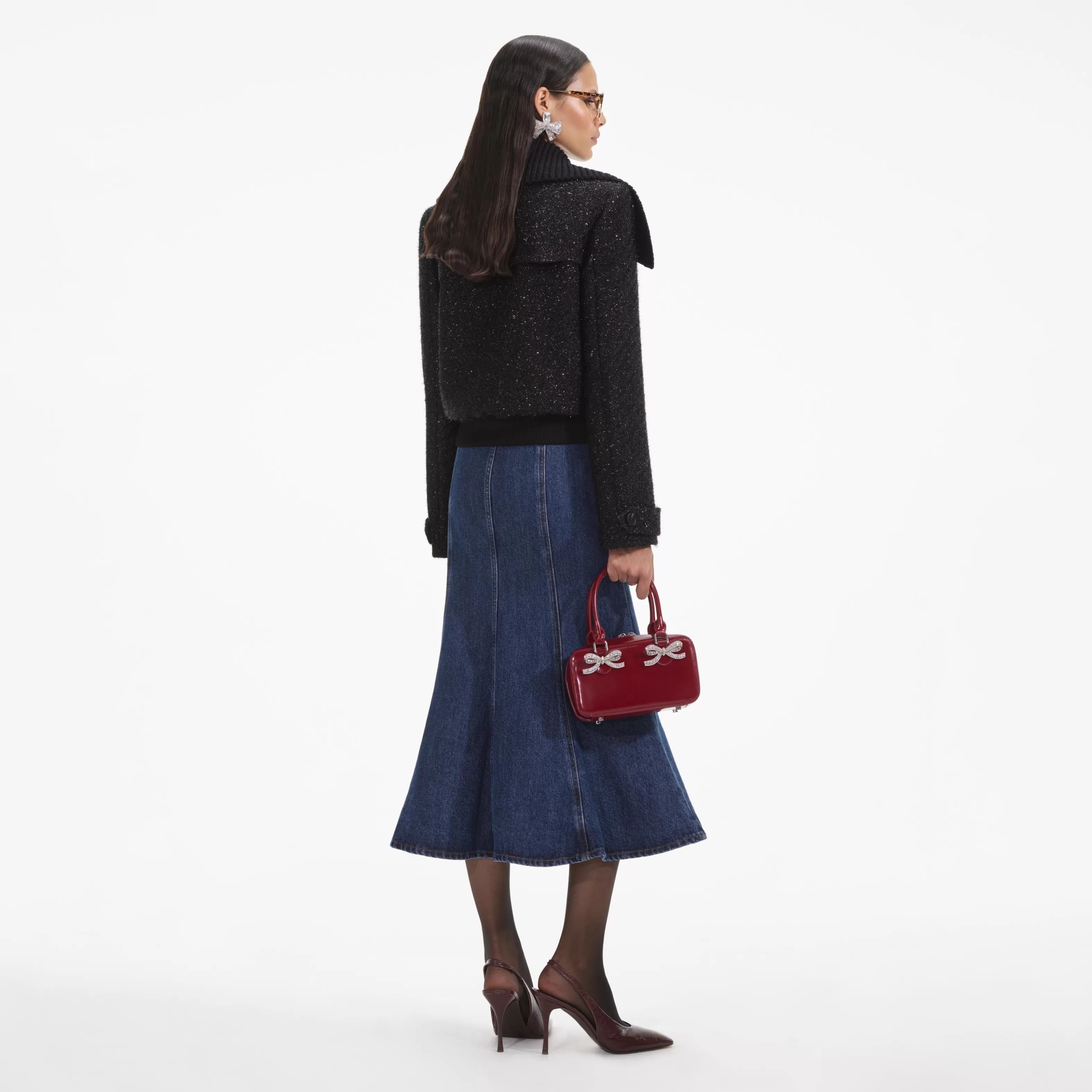 black_tinsel_boucle_bomber_jacket_10592.webp Clearance Tinsel Boucle Bomber Jacket Outerwear