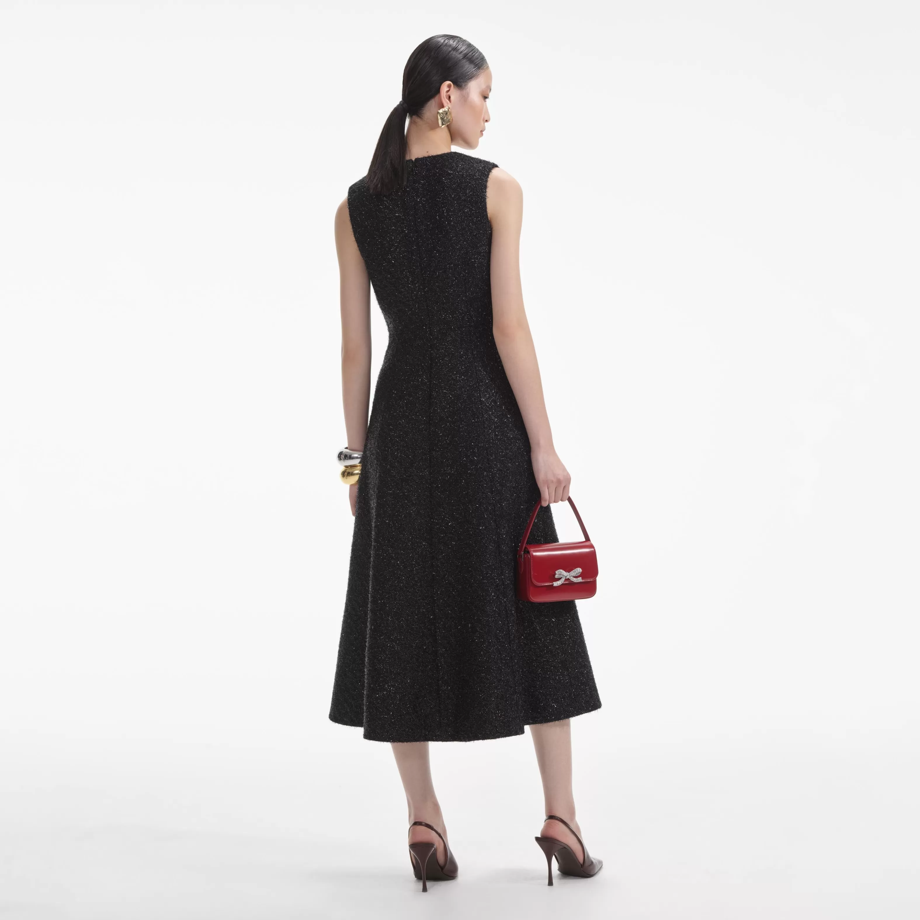 black_tinsel_boucle_buttoned_midi_dress_7593.webp Sale Tinsel Boucle Buttoned Midi Dress Dresses