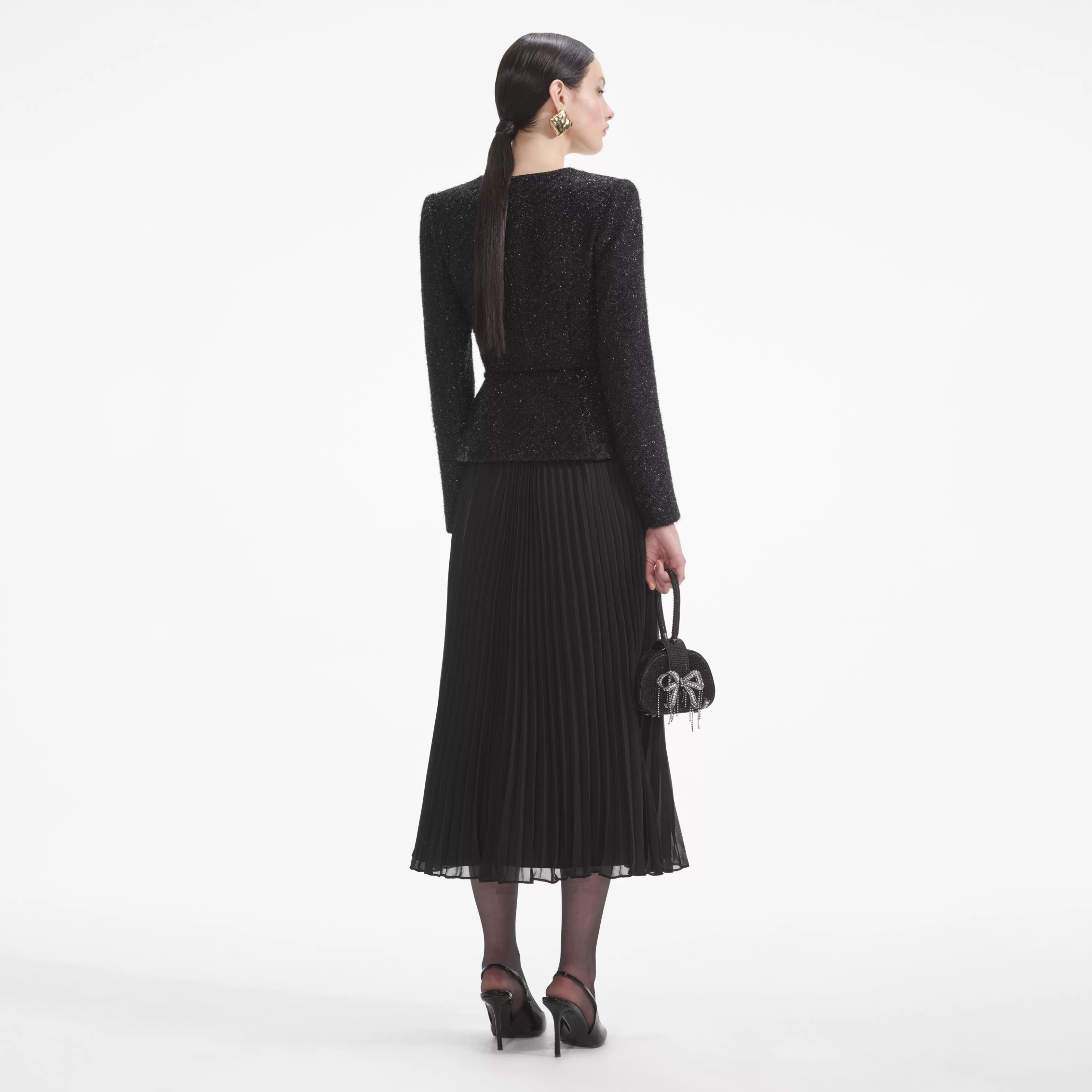 black_tinsel_boucle_chiffon_midi_dress_8282.webp Flash Sale Tinsel Boucle Chiffon Midi Dress Dresses