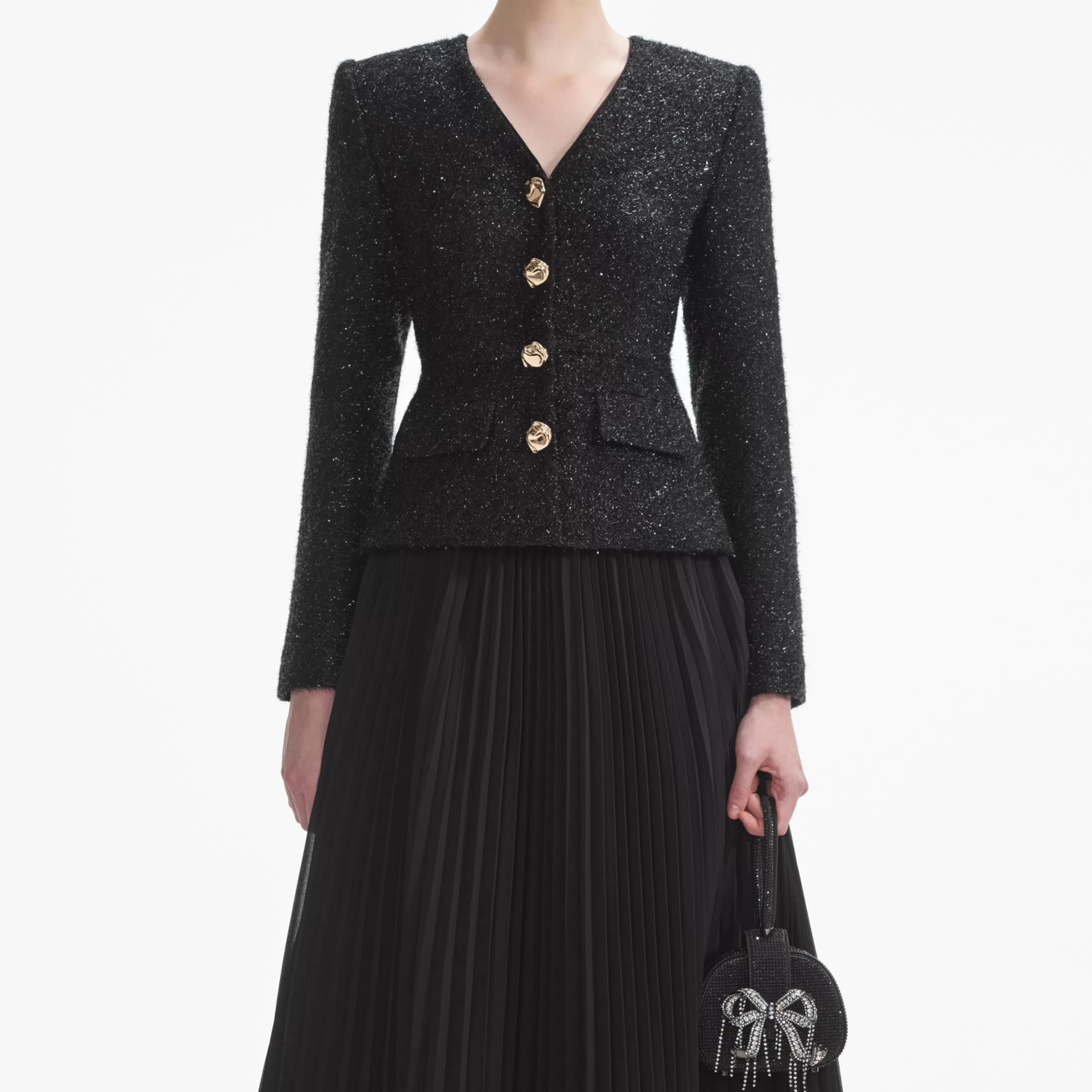 black_tinsel_boucle_chiffon_midi_dress_8285.webp Flash Sale Tinsel Boucle Chiffon Midi Dress Dresses