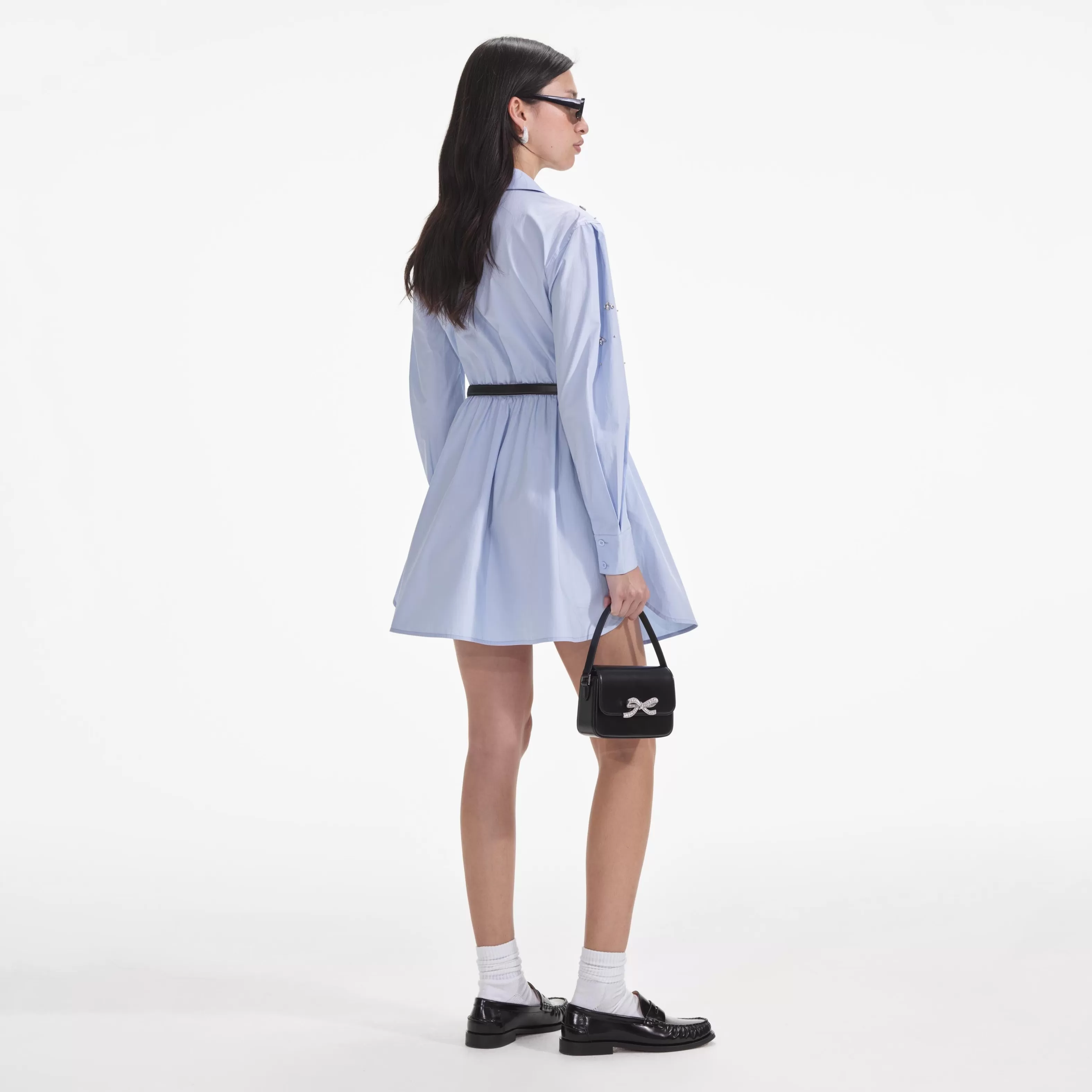 blue_cotton_embellished_mini_dress_7760.webp Clearance Cotton Embellished Mini Dress Dresses