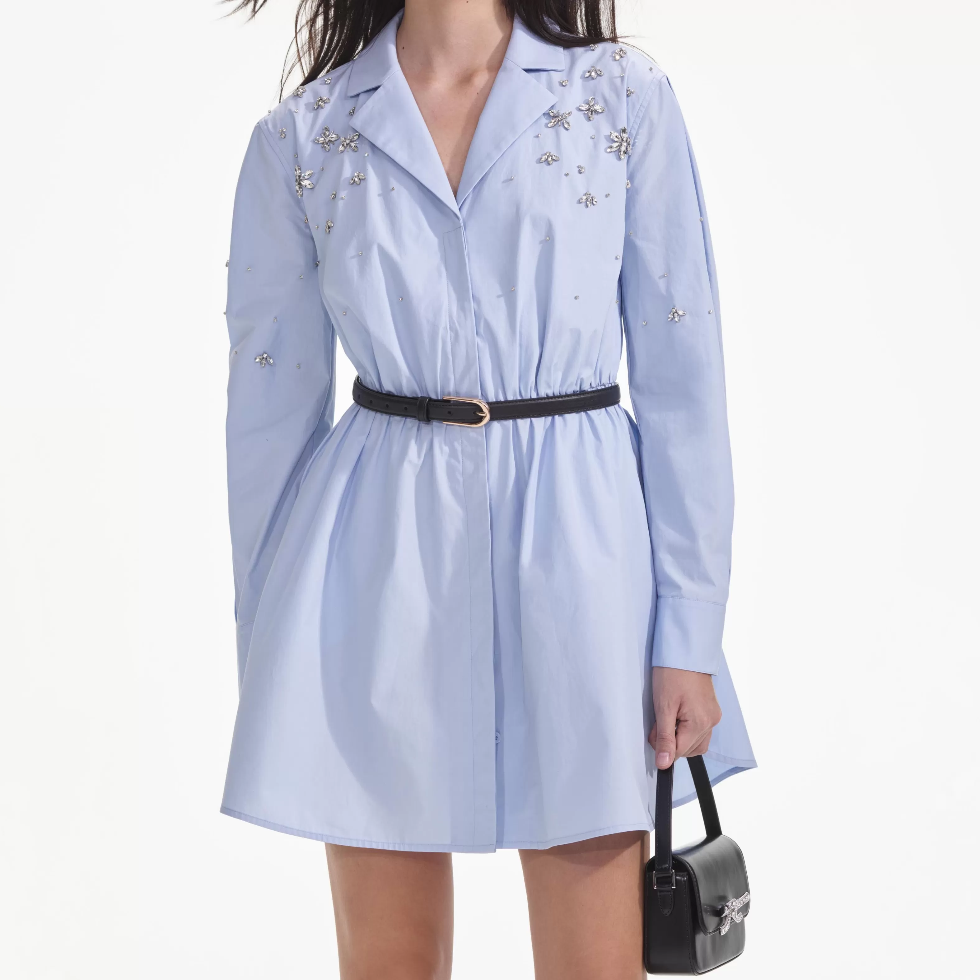 blue_cotton_embellished_mini_dress_7761.webp Clearance Cotton Embellished Mini Dress Dresses