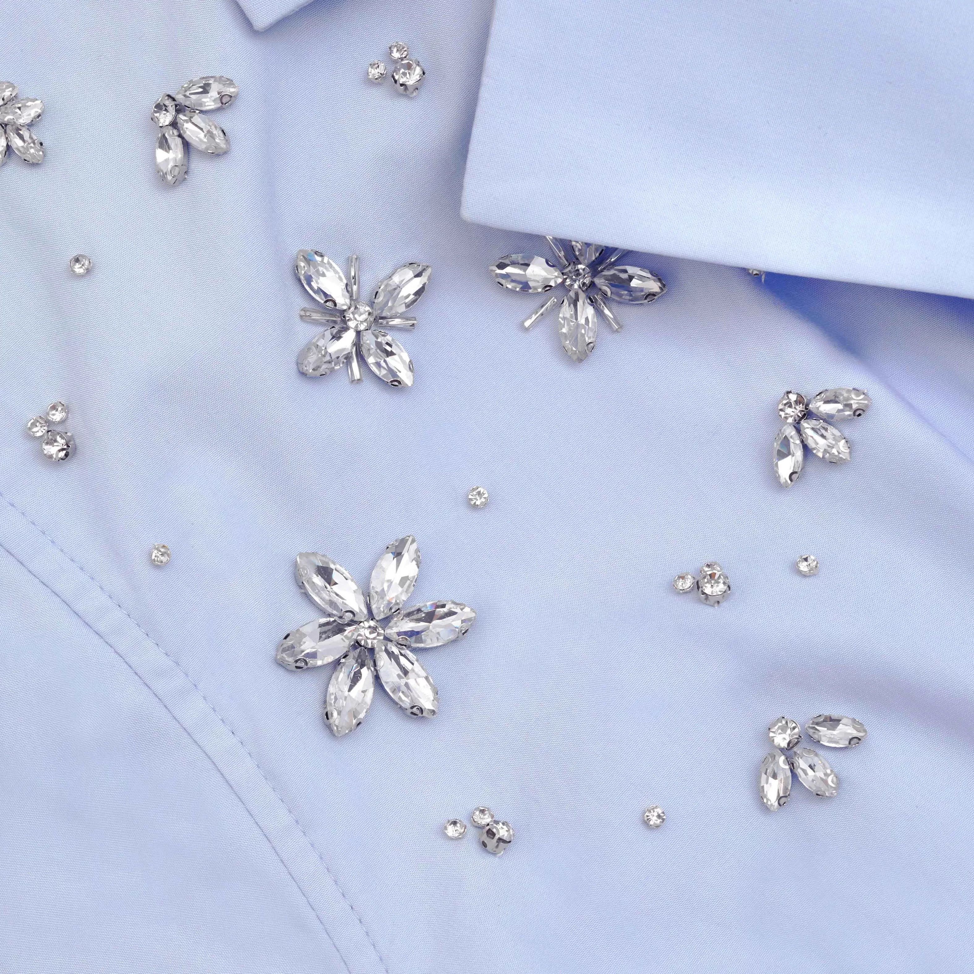 blue_cotton_embellished_mini_dress_7765.webp Clearance Cotton Embellished Mini Dress Dresses