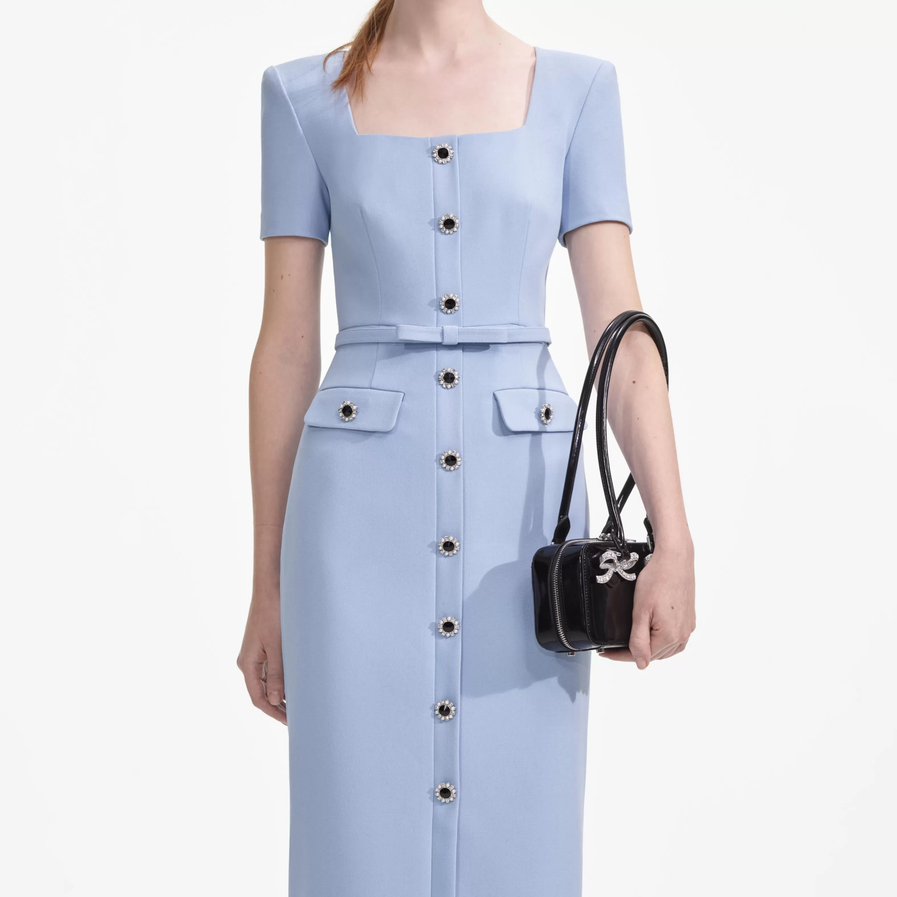 blue_crepe_button_midi_dress_6356.webp Sale Crepe Button Midi Dress Dresses | Exclusives