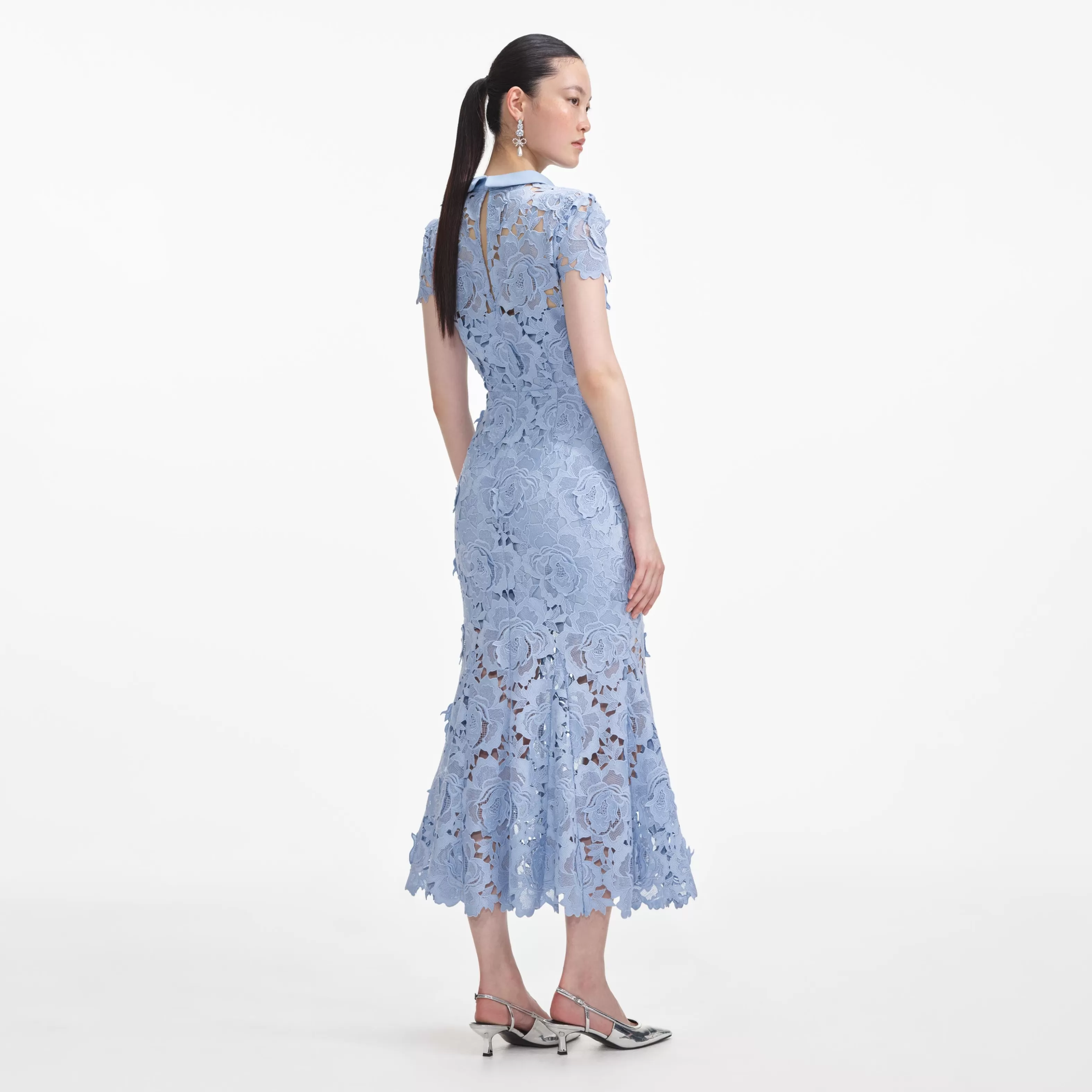 blue_flower_lace_contrast_collar_midi_dress_8495.webp Outlet Flower Lace Contrast Collar Midi Dress Dresses | Exclusives