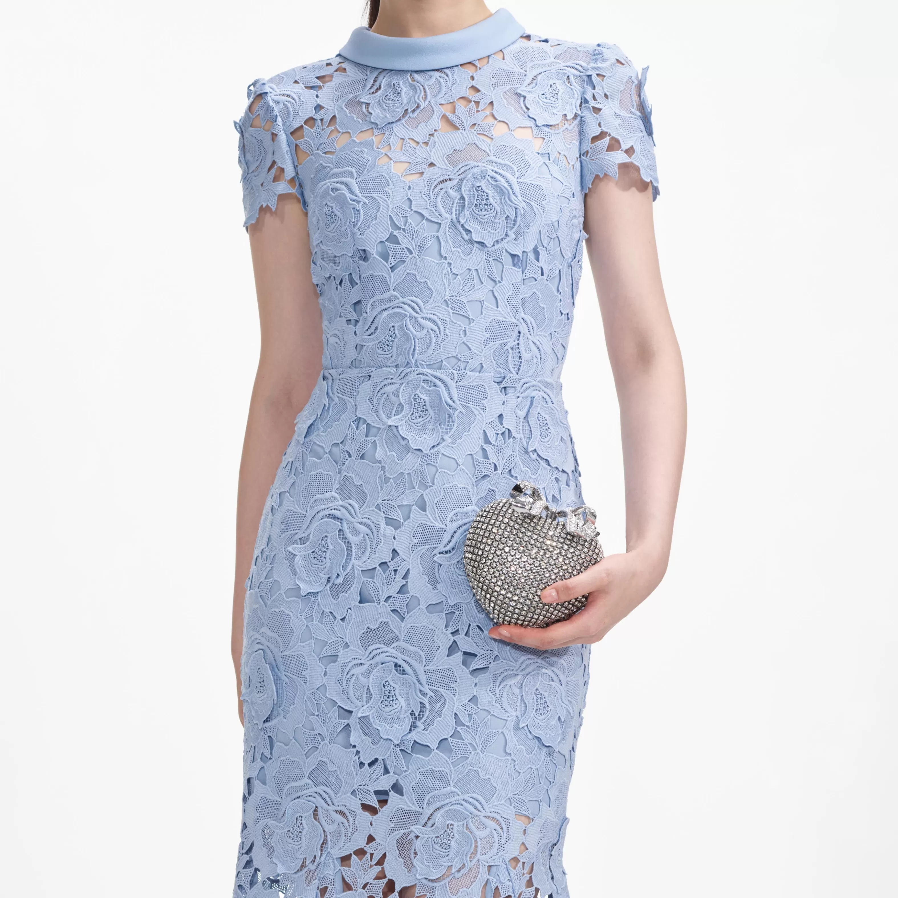 blue_flower_lace_contrast_collar_midi_dress_8496.webp Outlet Flower Lace Contrast Collar Midi Dress Dresses | Exclusives