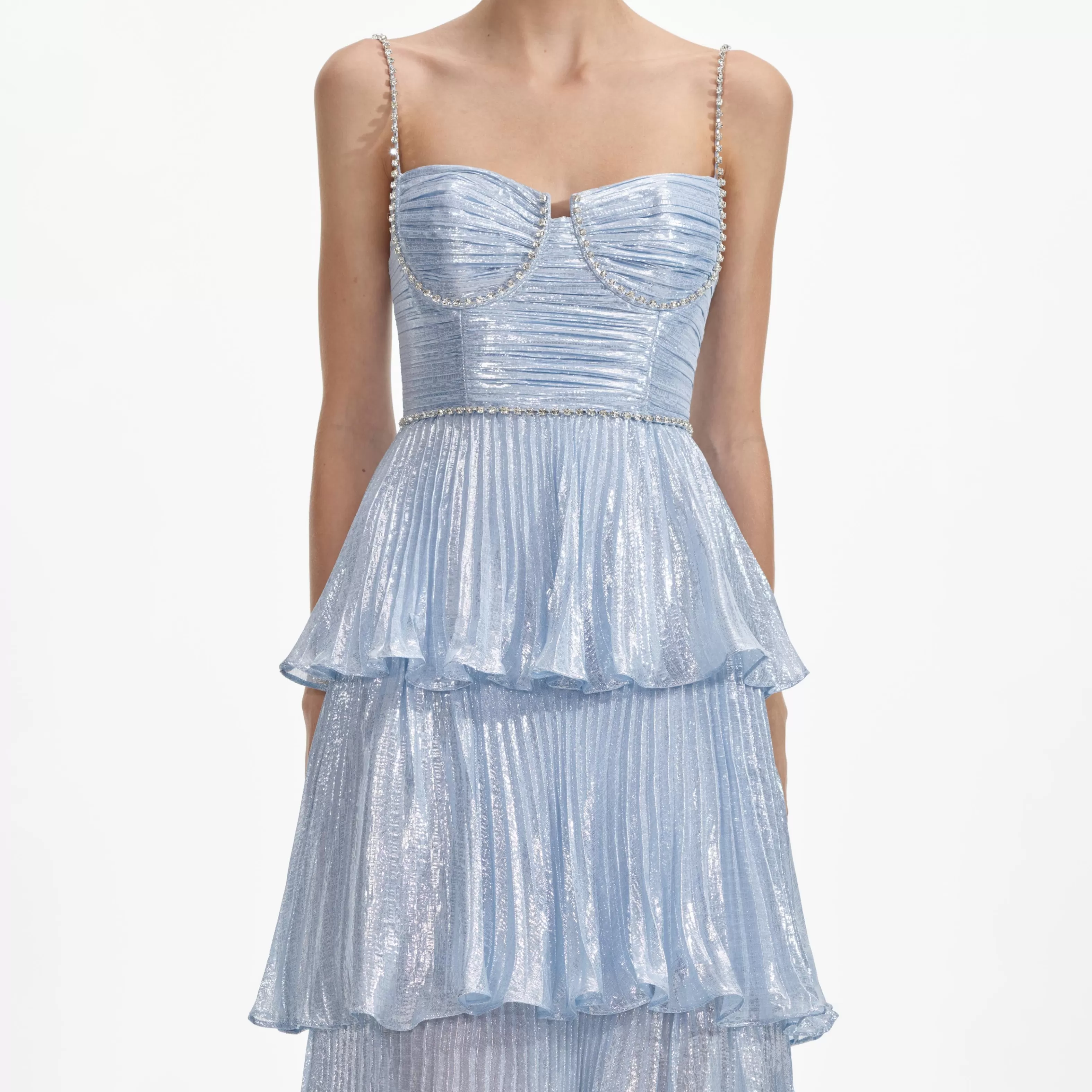 blue_metallic_tiered_midi_dress_7117.webp Fashion Metallic Tiered Midi Dress Dresses | Exclusives