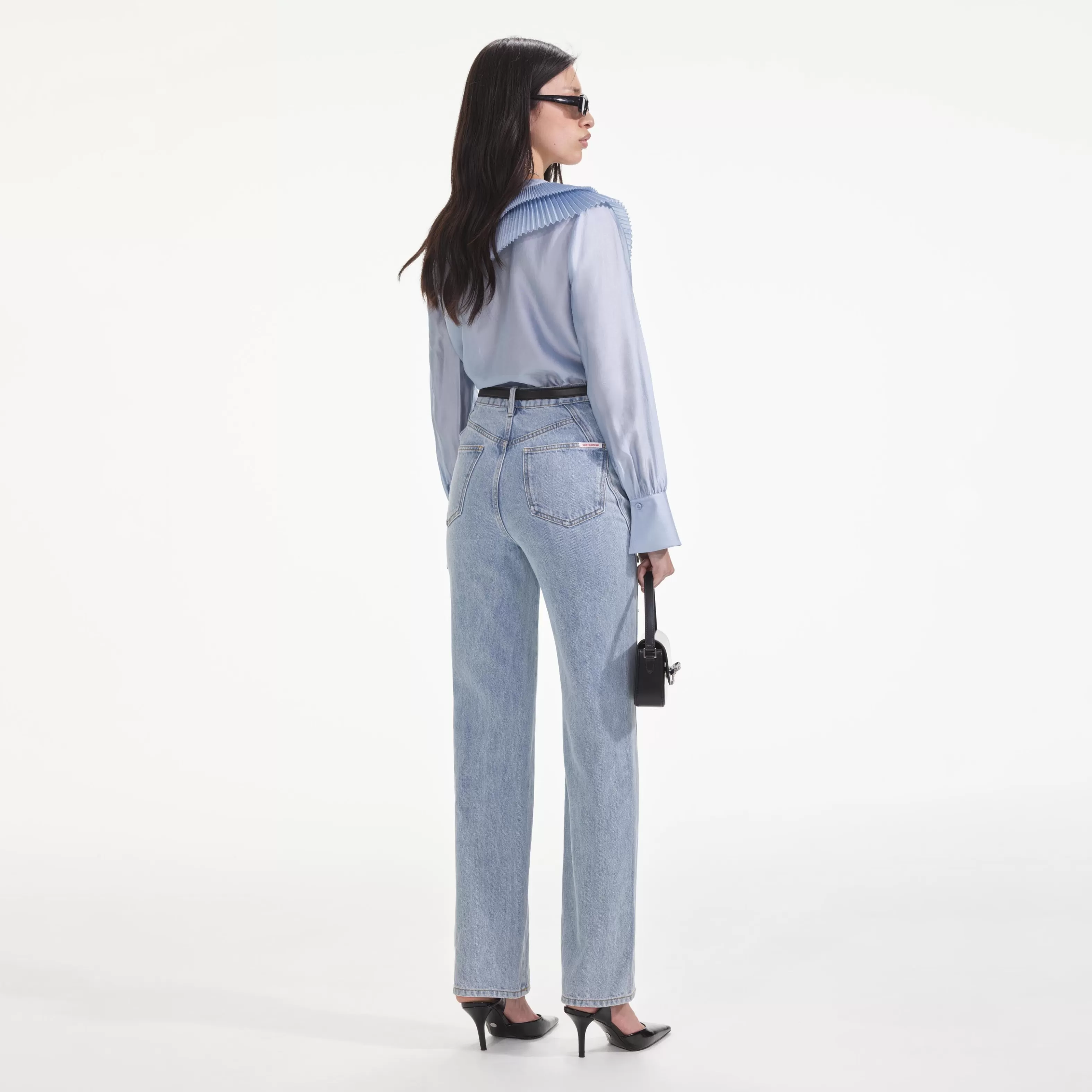 blue_satin_organza_blouse_10328.webp Cheap Satin Organza Blouse Tops