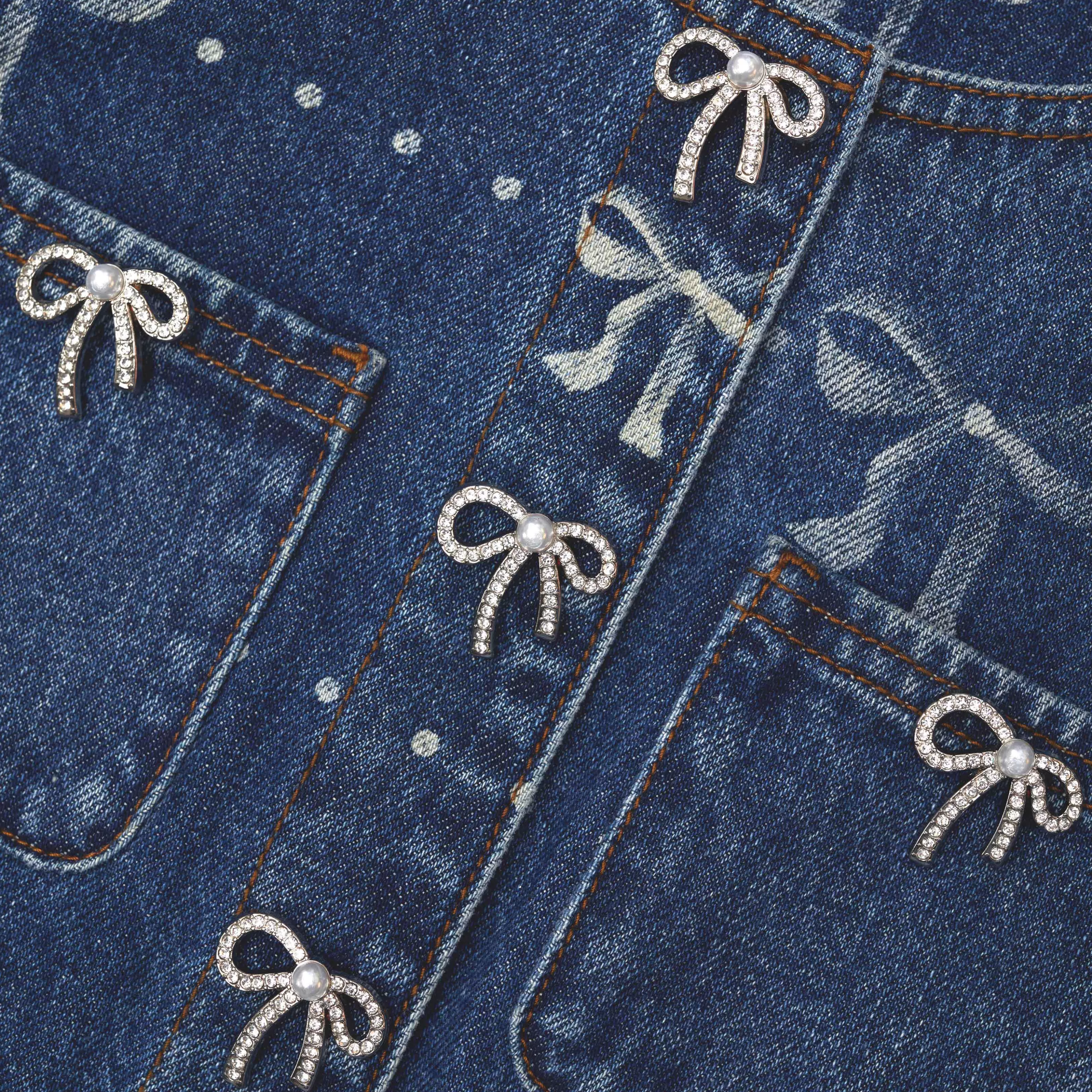 bow_print_denim_jacket_9501.webp Discount Print Denim Jacket Co-ords | Denim