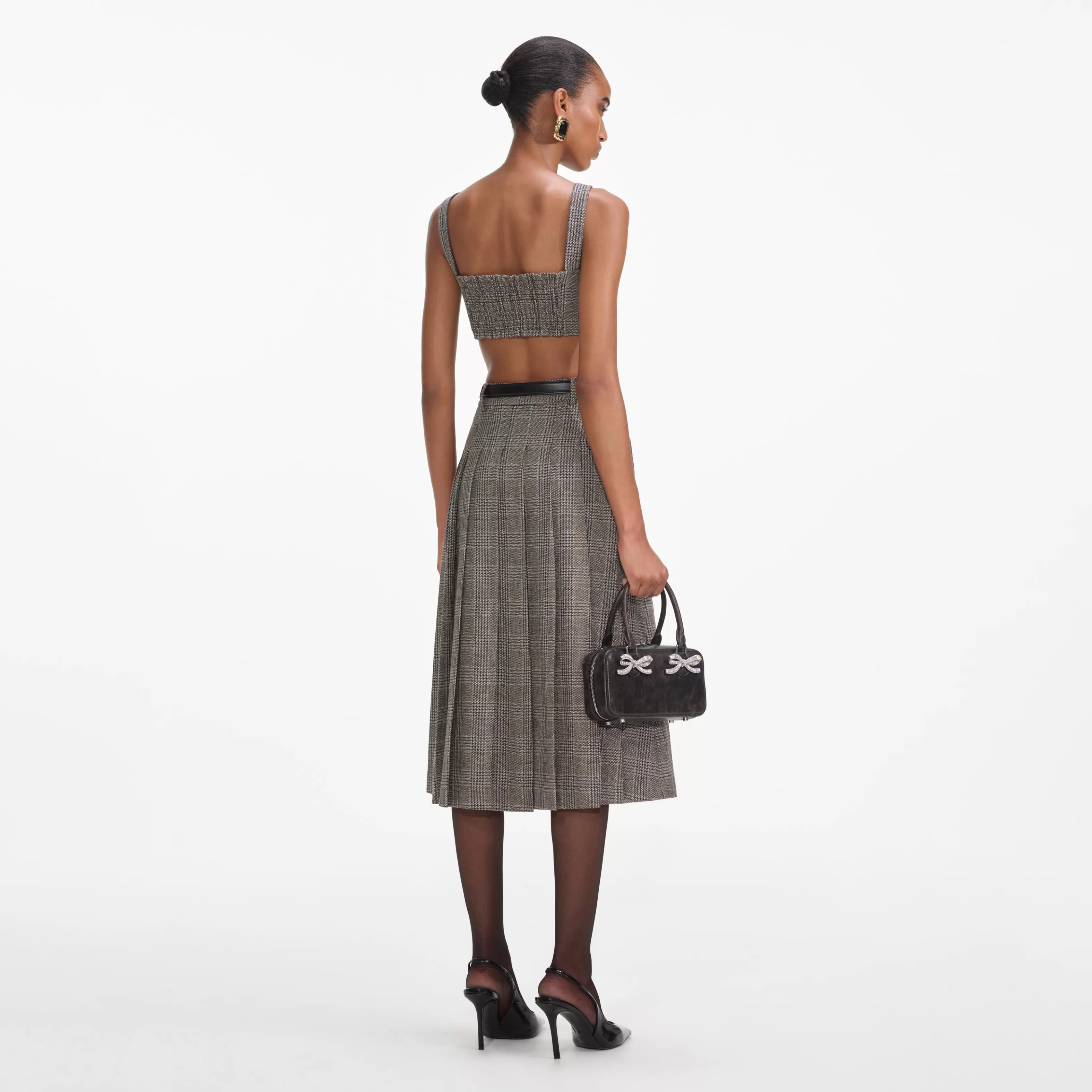brown_check_pleated_midi_skirt_9257.webp Flash Sale Check Pleated Midi Skirt Co-ords | Bottoms