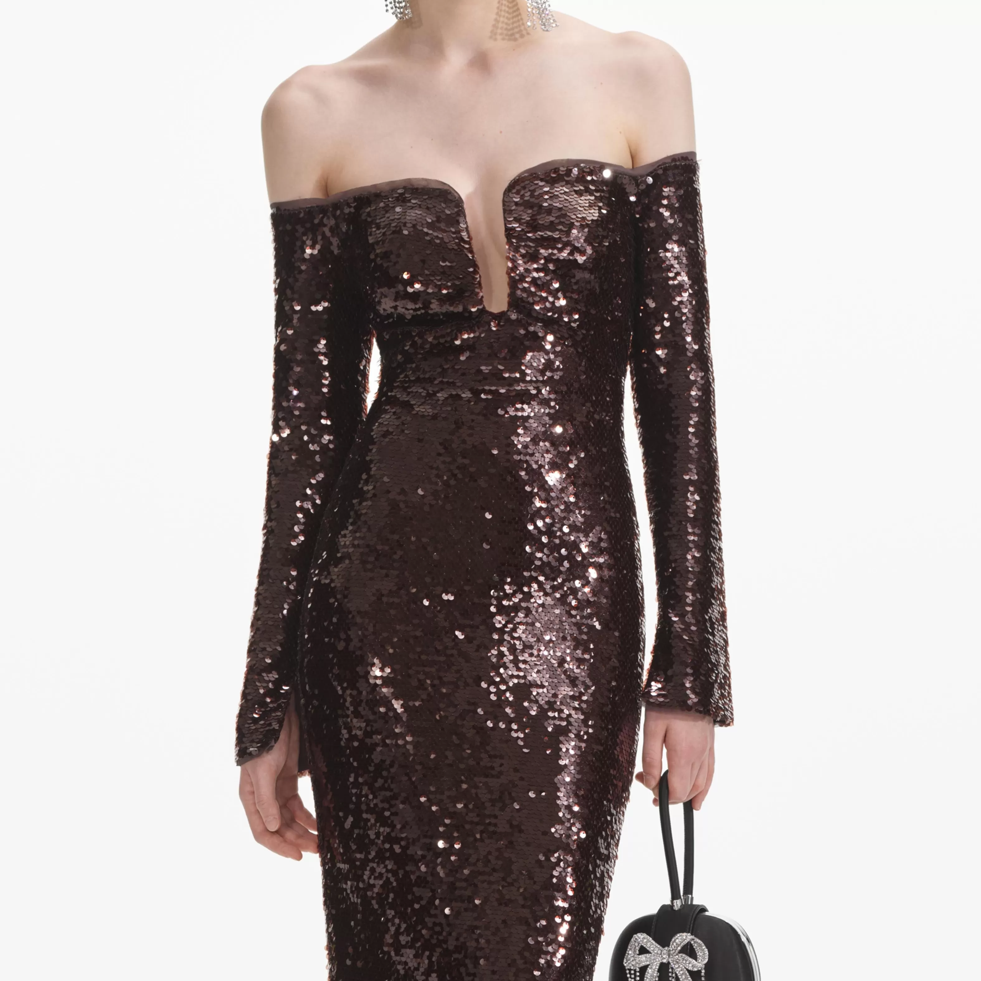 brown_sequin_off_shoulder_maxi_dress_6236.webp Clearance Sequin Off Shoulder Maxi Dress Dresses