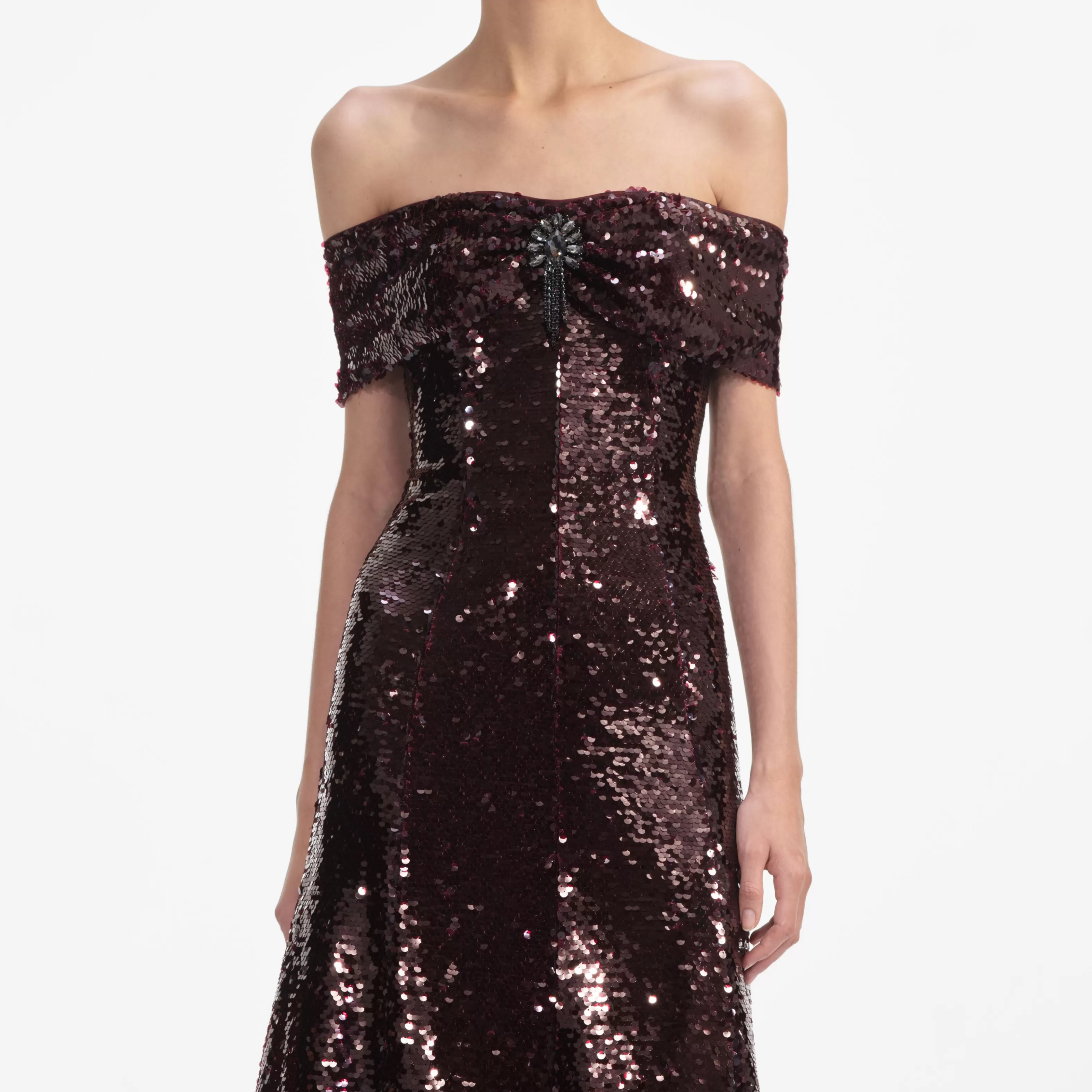 brown_sequin_off_shoulder_midi_dress_6314.webp Best Sequin Off Shoulder Midi Dress Dresses
