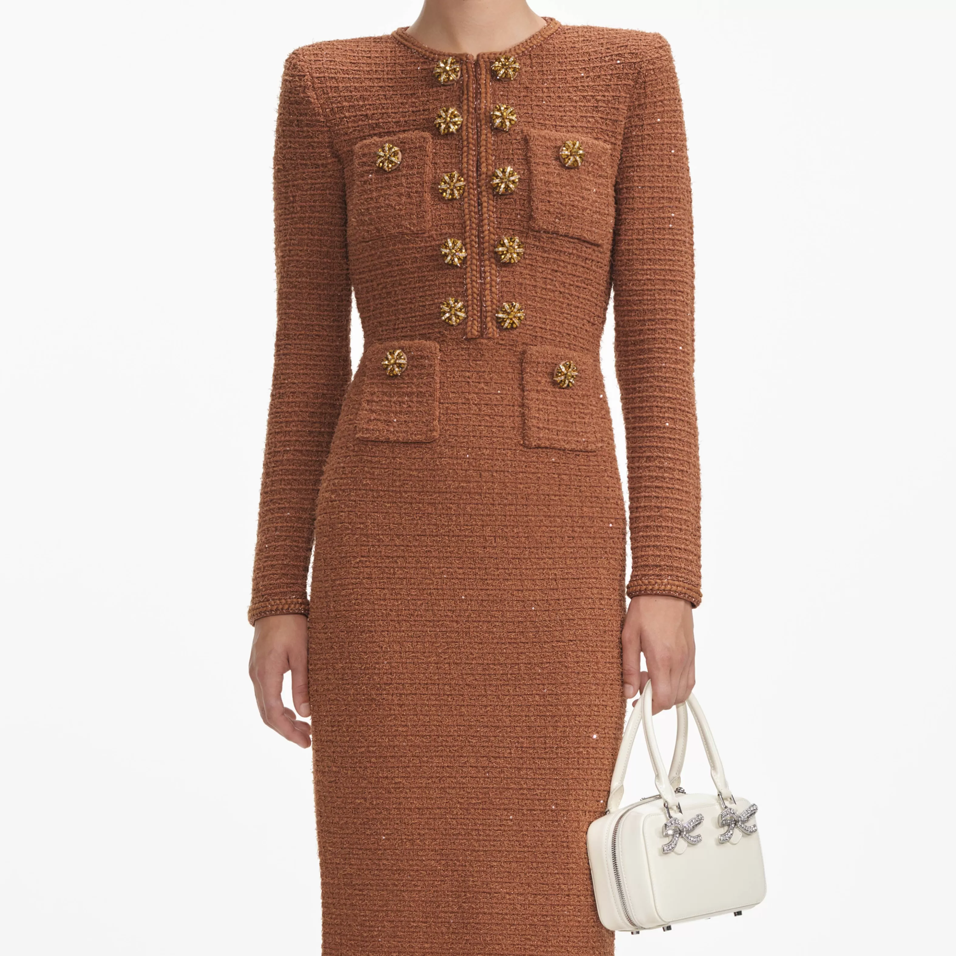 brown_textured_knit_midi_dress_7421.webp Store Textured Knit Midi Dress Dresses | Knitwear