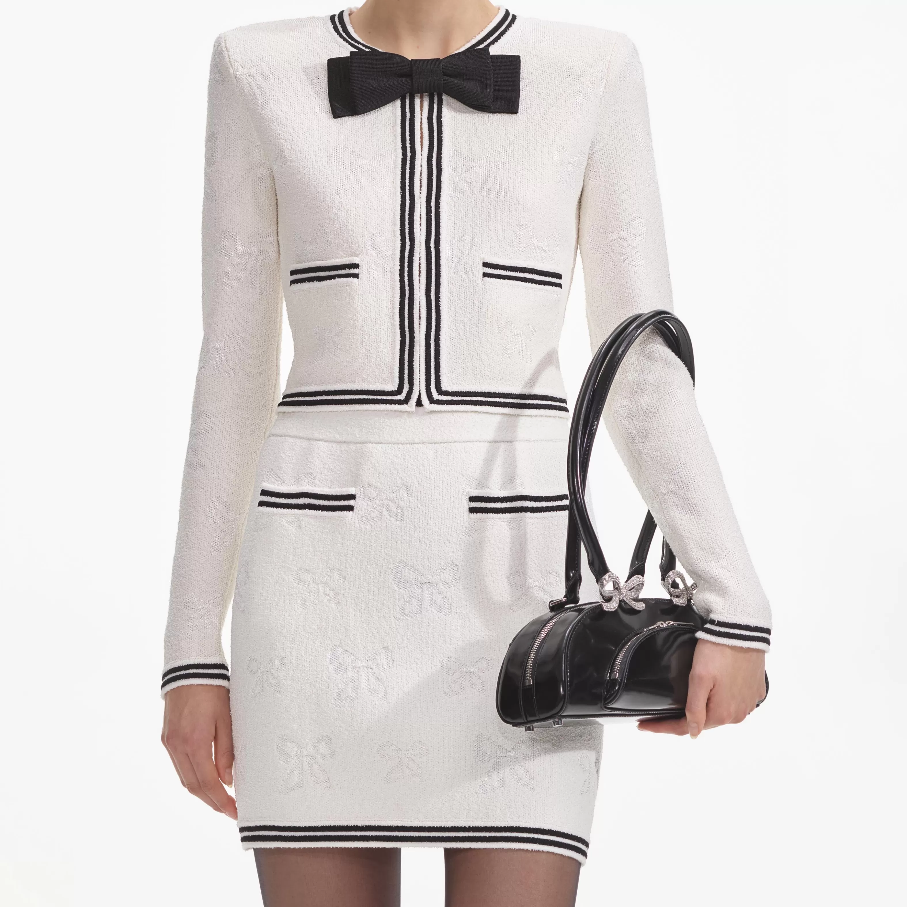 cream_bow_jacquard_cardigan_8787.webp Outlet Bow Jacquard Cardigan Knitwear | Co-ords