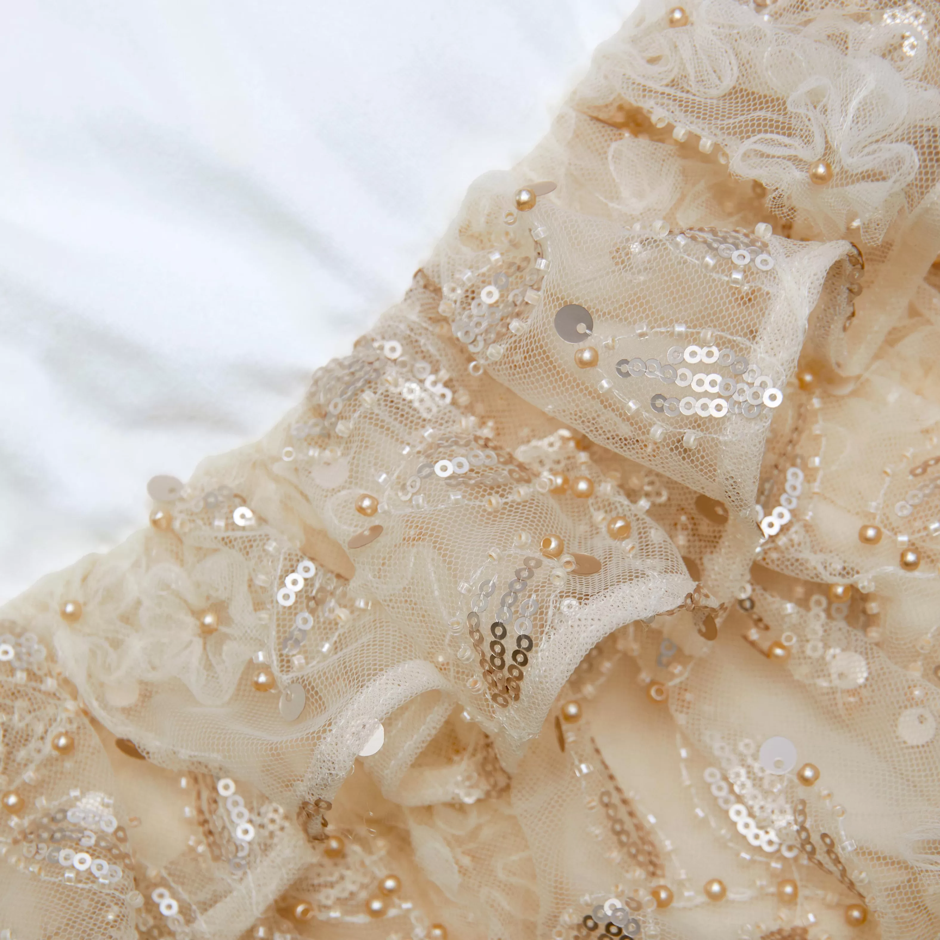cream_jersey_sequin_tulle_dress_11918.webp Clearance Jersey Sequin Tulle Dress Kids Kids