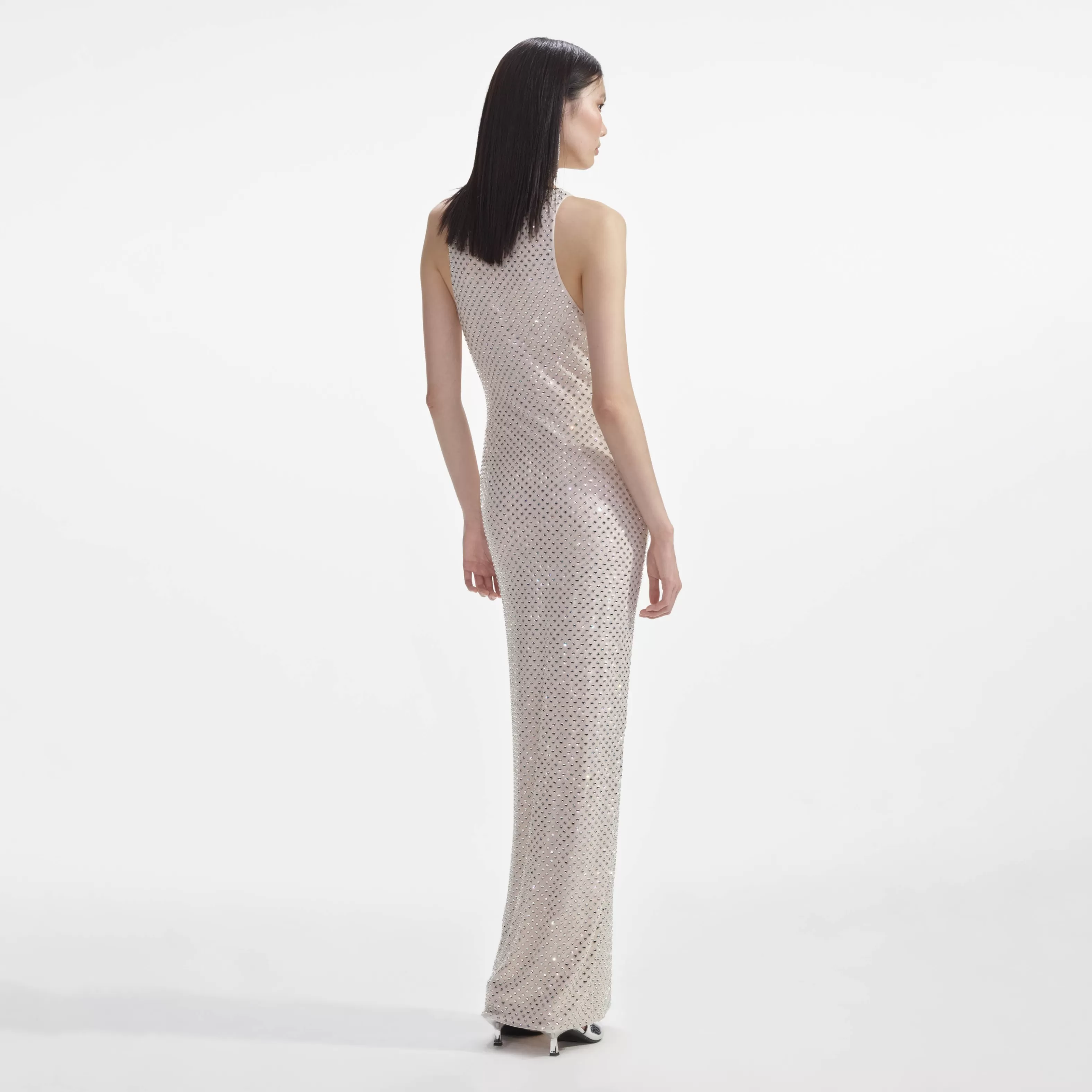 cream_mesh_rhinestone_maxi_dress_8069.webp Fashion Mesh Rhinestone Maxi Dress Dresses