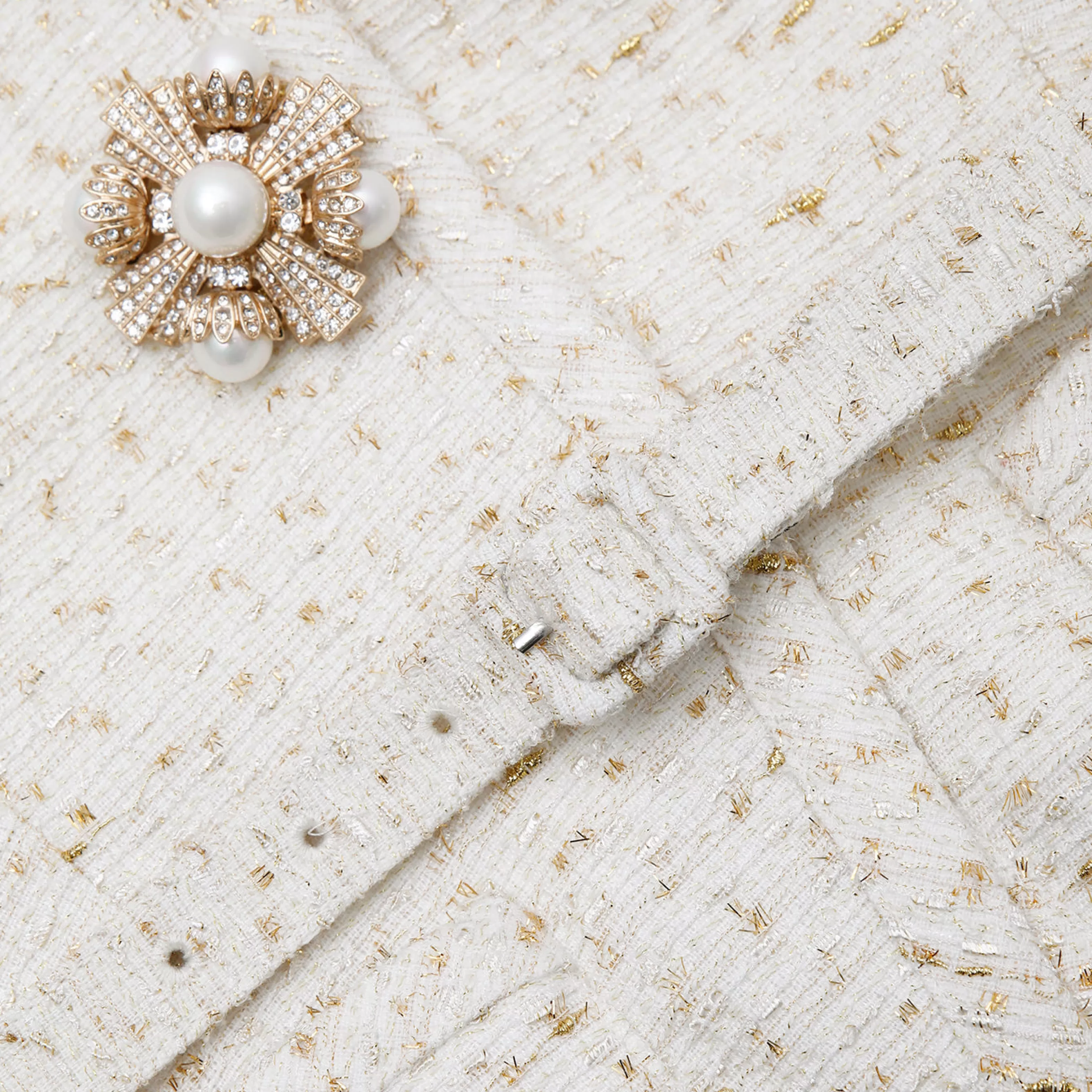 cream_metallic_boucle_mini_jacket_dress_8635.webp New Metallic Boucle Mini Jacket Dress Dresses | Icons